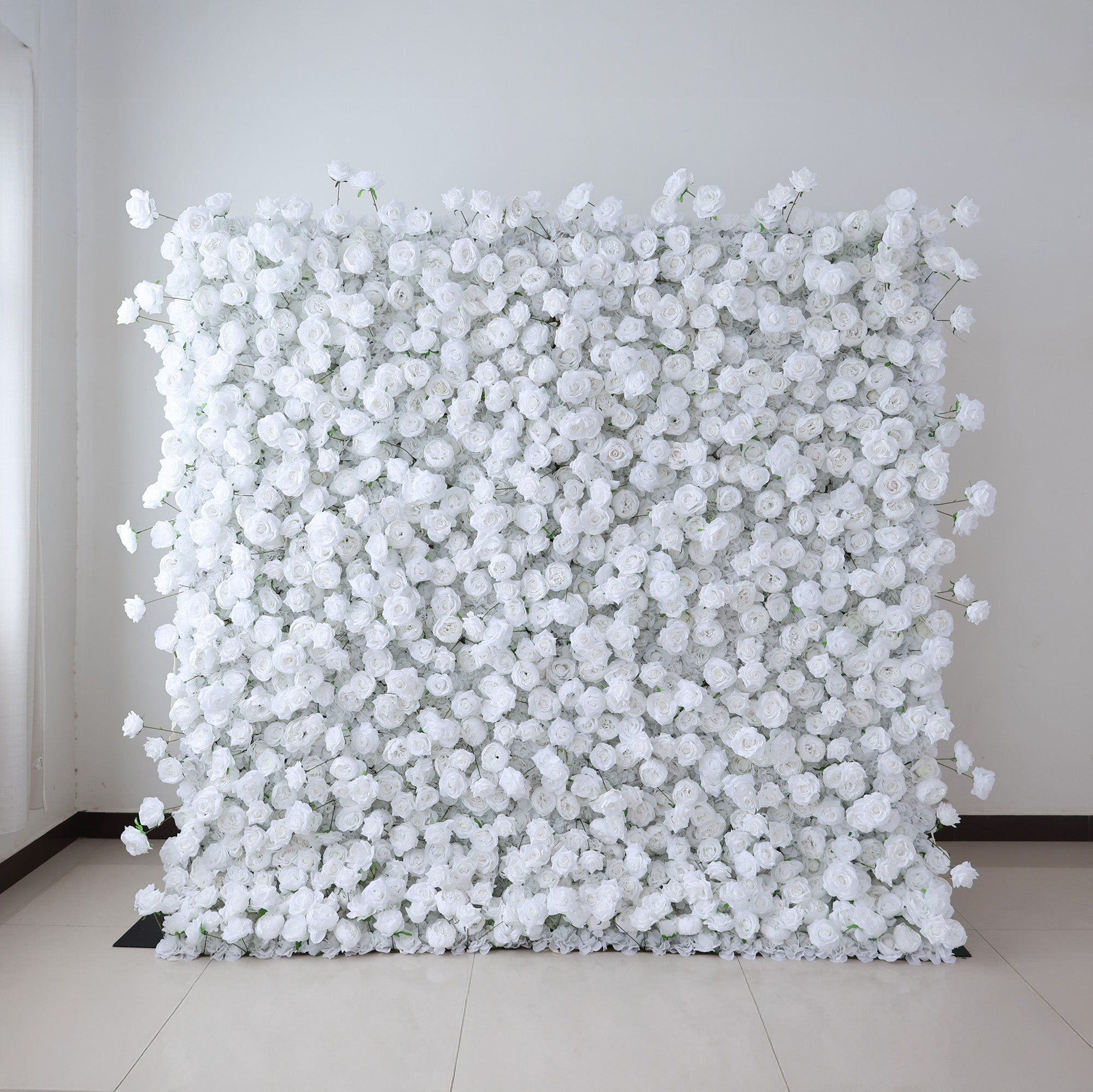 ValarFlower All - White Rose Floral Extravaganza Wall: A Pure, Elegant Masterpiece for Timeless Occasions VF-547