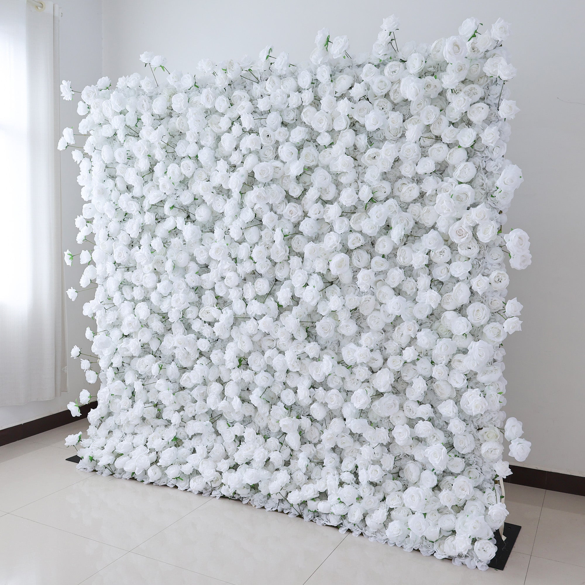 ValarFlower All - White Rose Floral Extravaganza Wall: A Pure, Elegant Masterpiece for Timeless Occasions VF-547