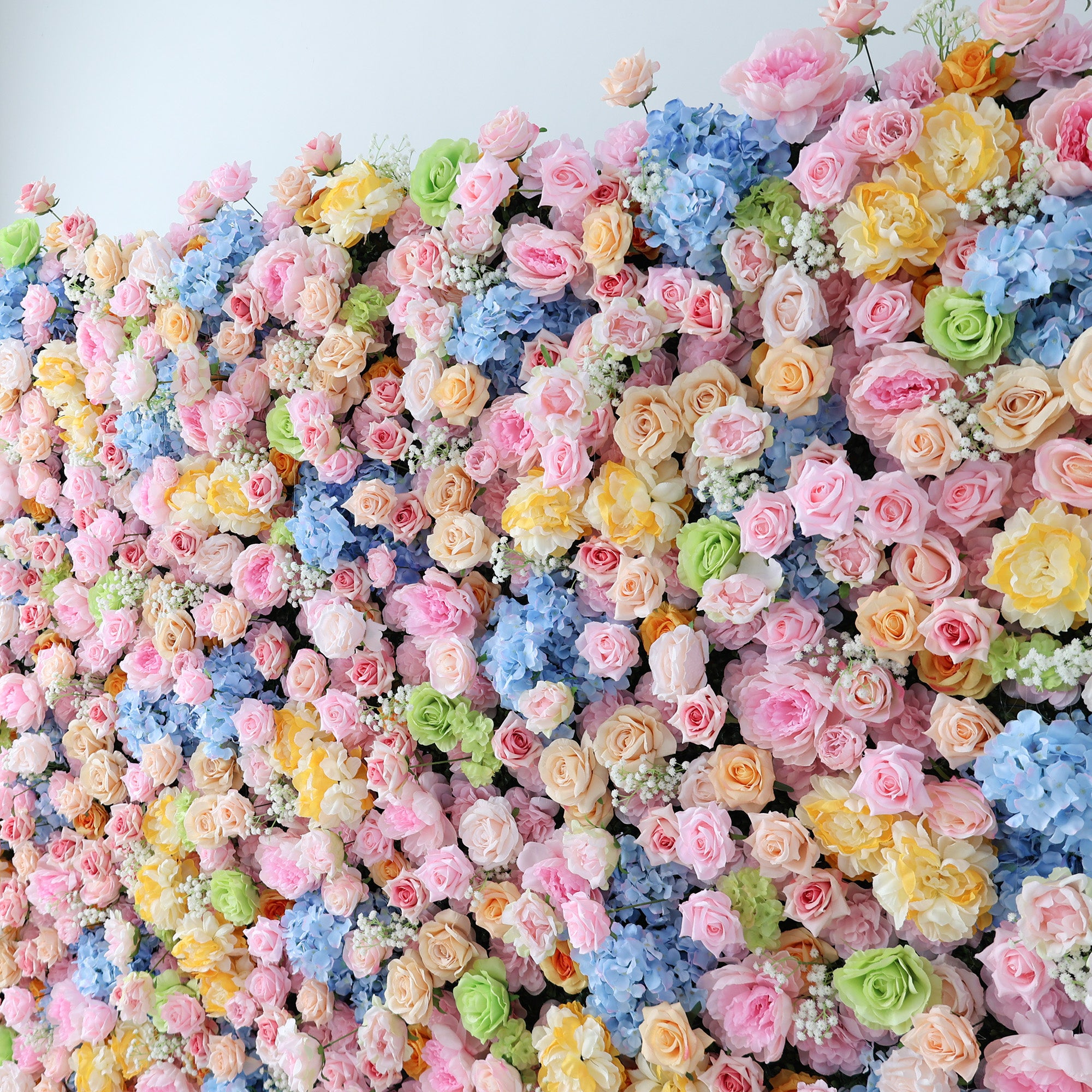ValarFlower Pastel Rainbow Floral Extravaganza Wall: A Dreamy, Whimsical Masterpiece for Enchanting Celebrations VF-543