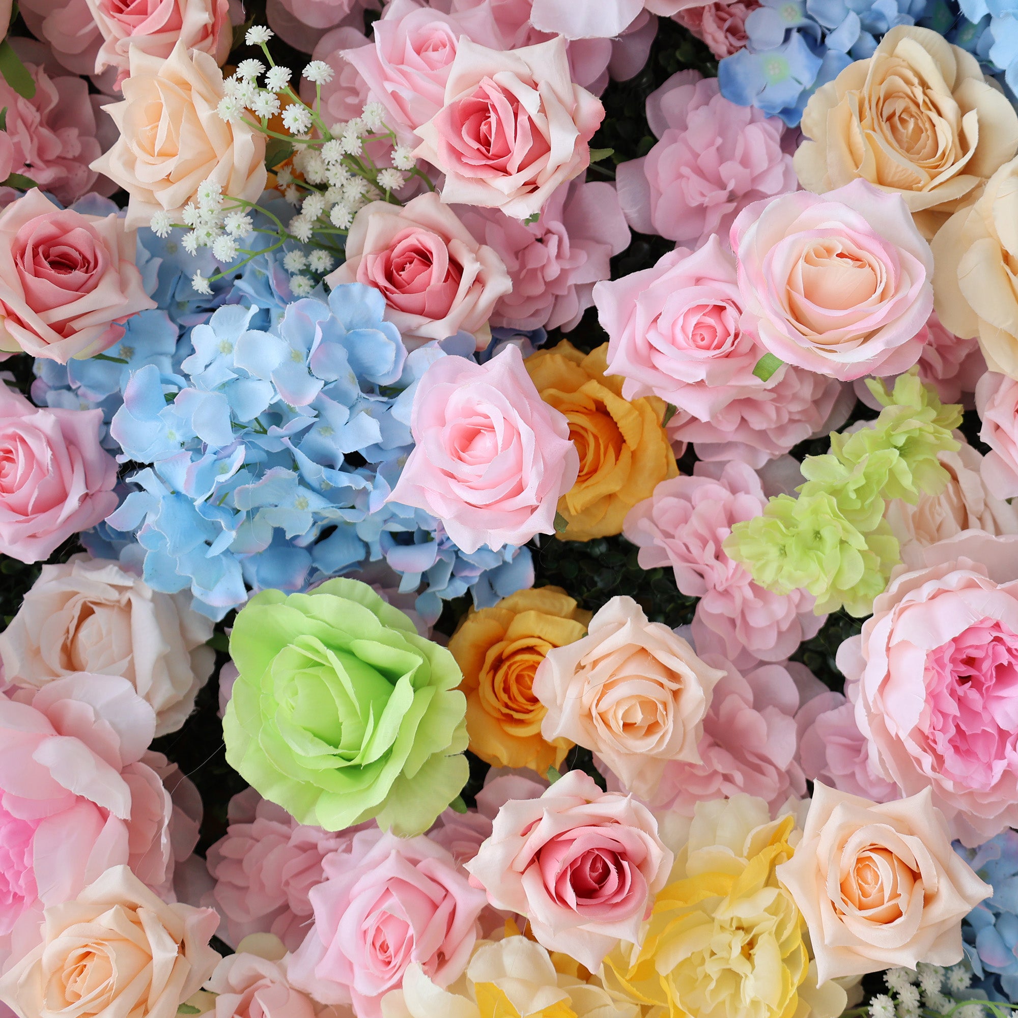 ValarFlower Pastel Rainbow Floral Extravaganza Wall: A Dreamy, Whimsical Masterpiece for Enchanting Celebrations VF-543