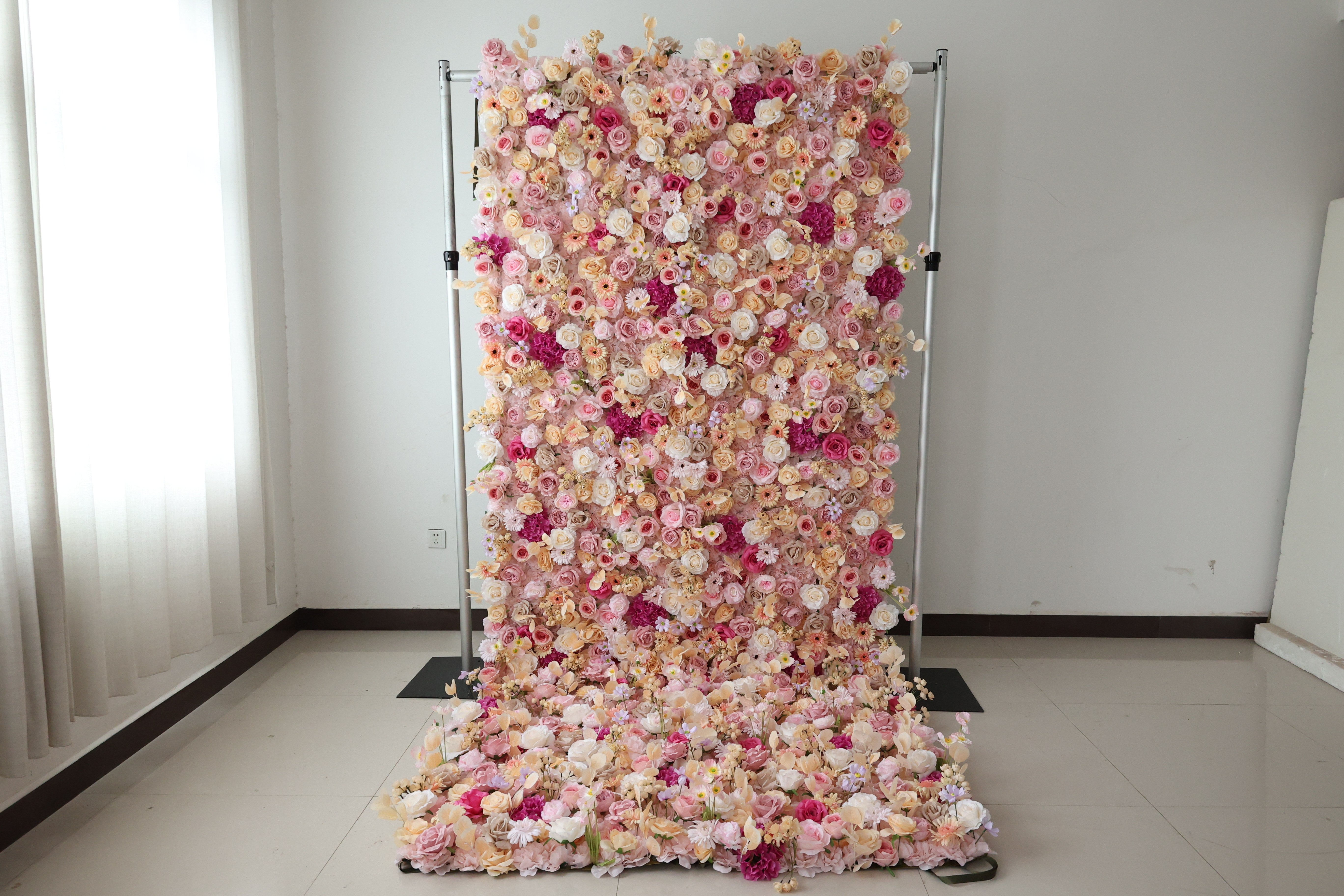 Fleurs Valar retrousser tissu artificiel vif vert herbe mur toile de fond de mariage, décor de fête florale, photographie d'événement-VF-086-3 