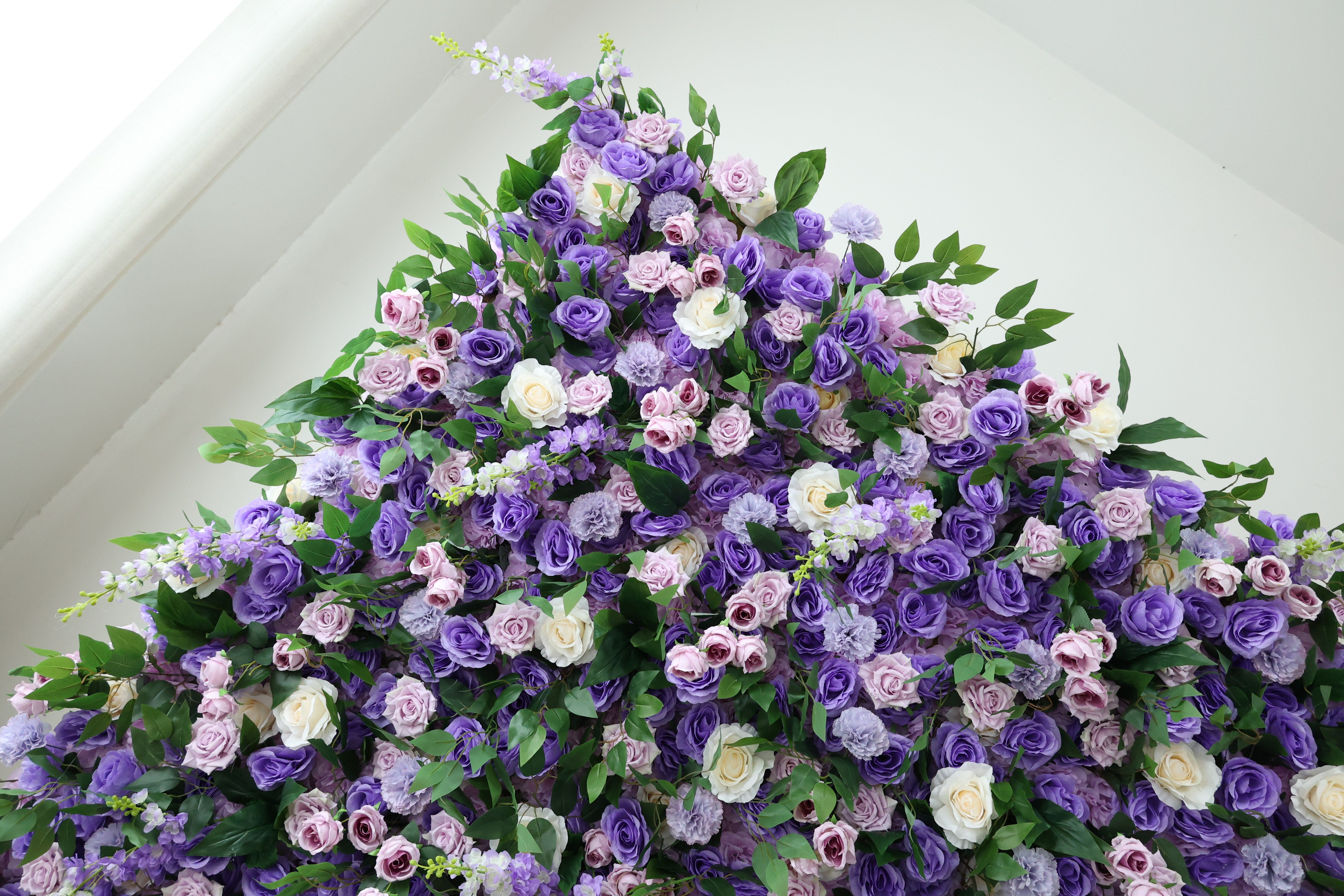 ValarFlower Purple Artificial Flower Wall Backdrop, Romantic Wedding Decor with Roses and Greenery VF-683