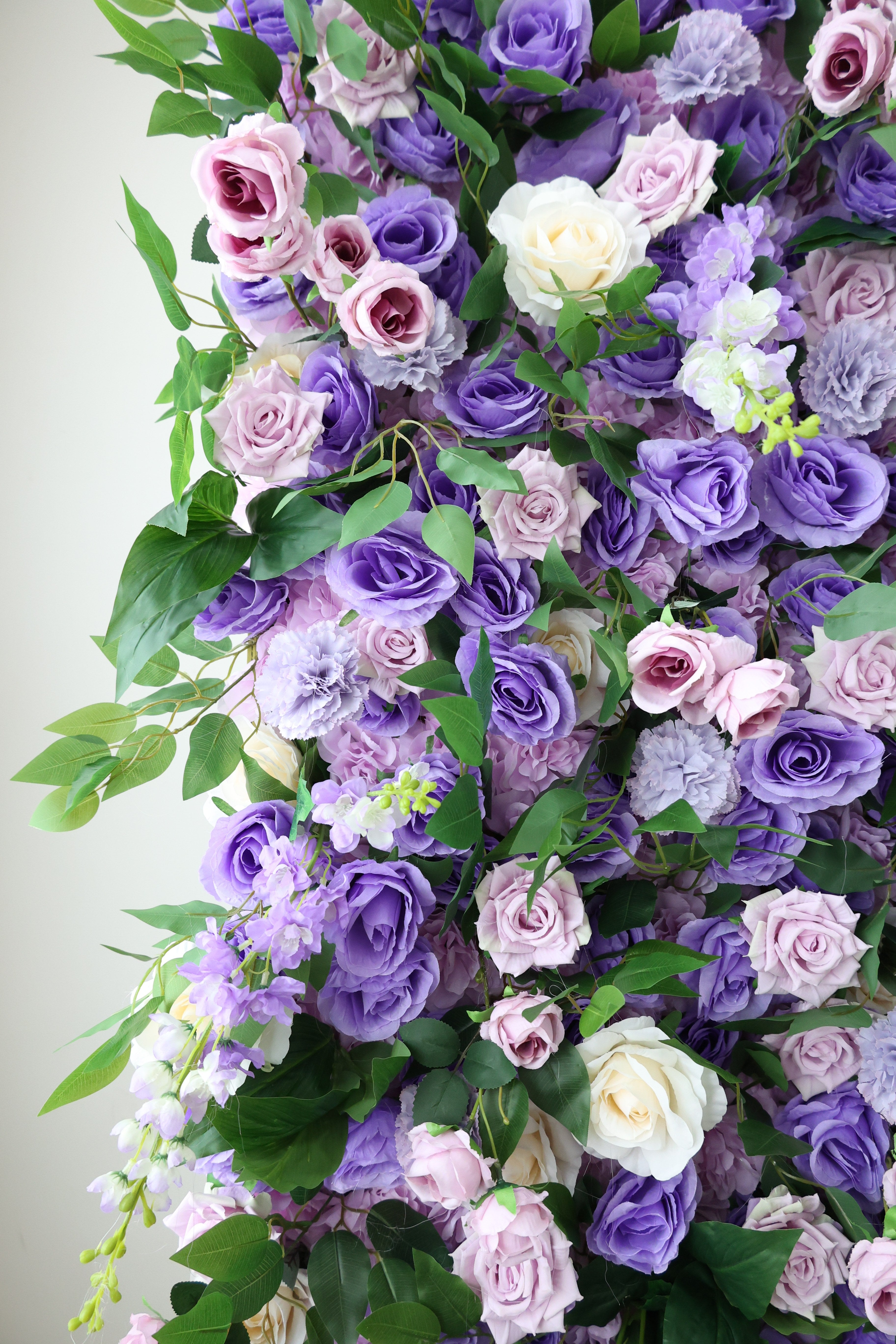 ValarFlower Purple Artificial Flower Wall Backdrop, Romantic Wedding Decor with Roses and Greenery VF-683