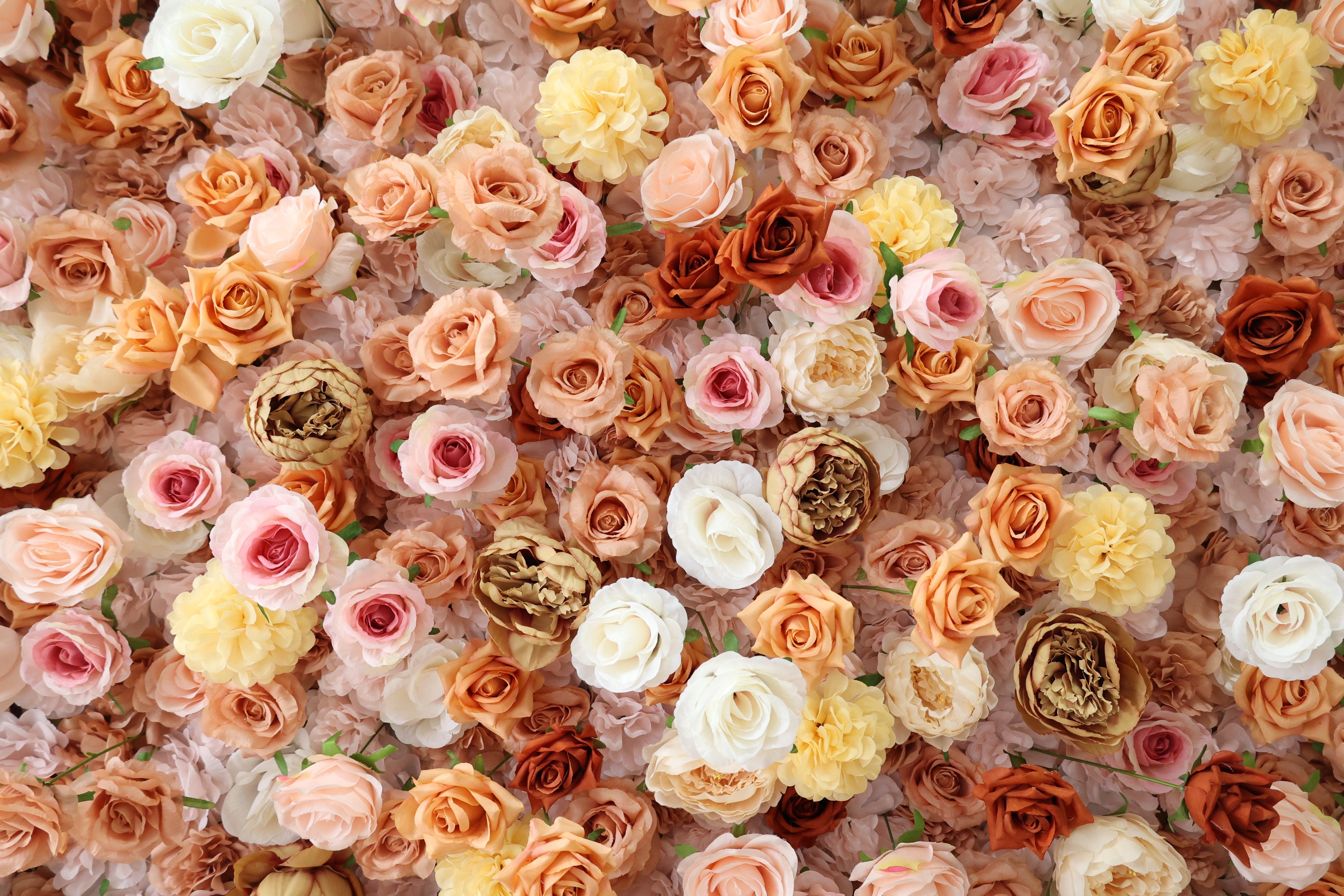 ValarFlower Peach Orange Artificial Flower Wall Backdrop, Warm Rose Wedding Decor for Ceremony and Events VF-676