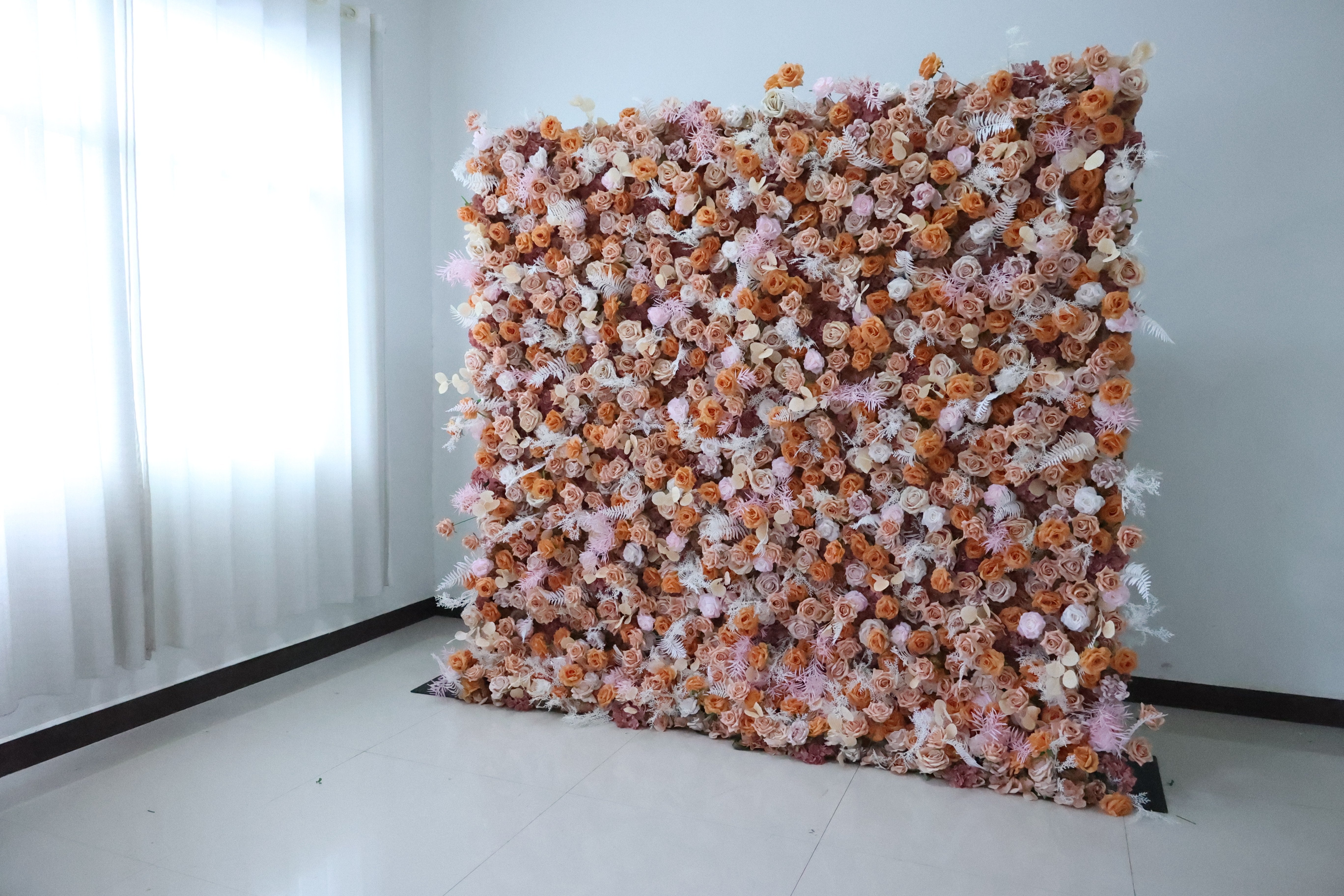 Valar Flower Roll Up Fabric Artificial Flower Wall Wedding Backdrop, Decoración Floral para Fiestas, Fotografía de Eventos-VF-374