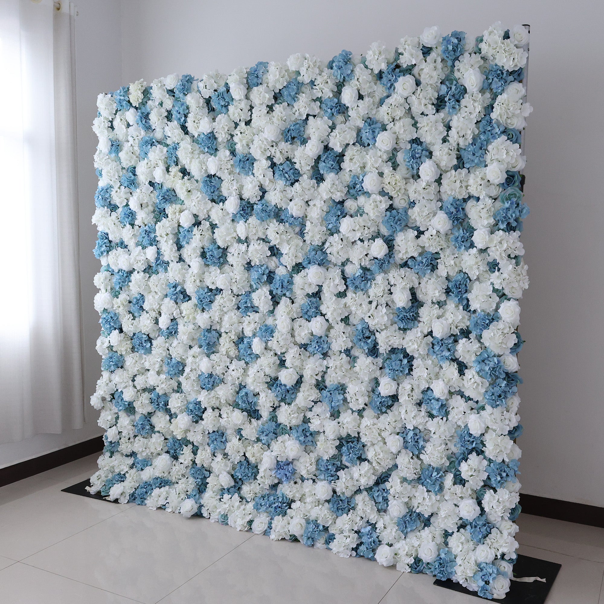 ValarFlower Blue & White Floral Extravaganza Wall: A Serene, Elegant Masterpiece for Timeless Celebrations VF-555