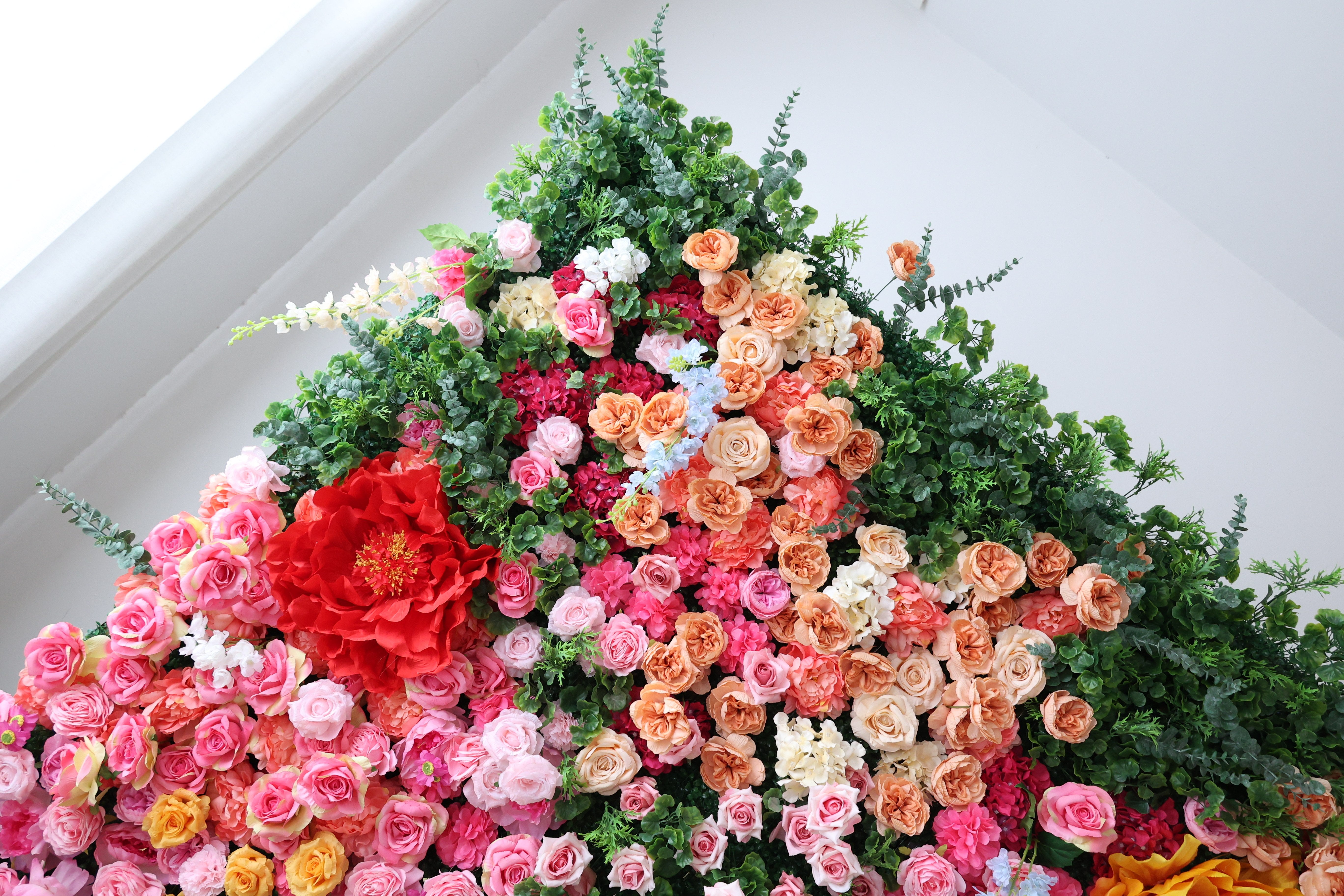 ValarFlower Colorful Artificial Flower Wall Backdrop, Garden Style Wedding Decor with Roses and Greenery VF-690
