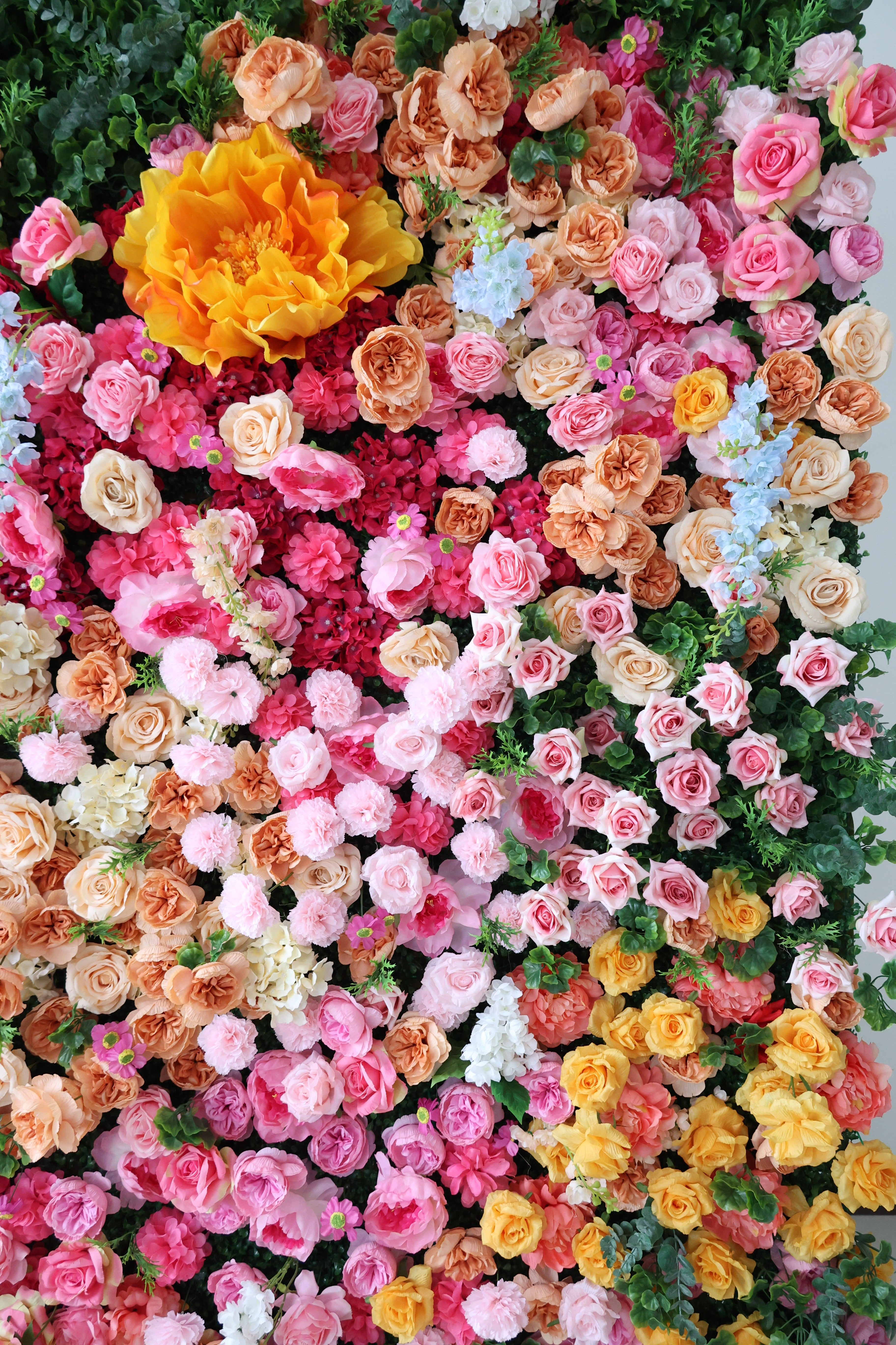 ValarFlower Colorful Artificial Flower Wall Backdrop, Garden Style Wedding Decor with Roses and Greenery VF-690