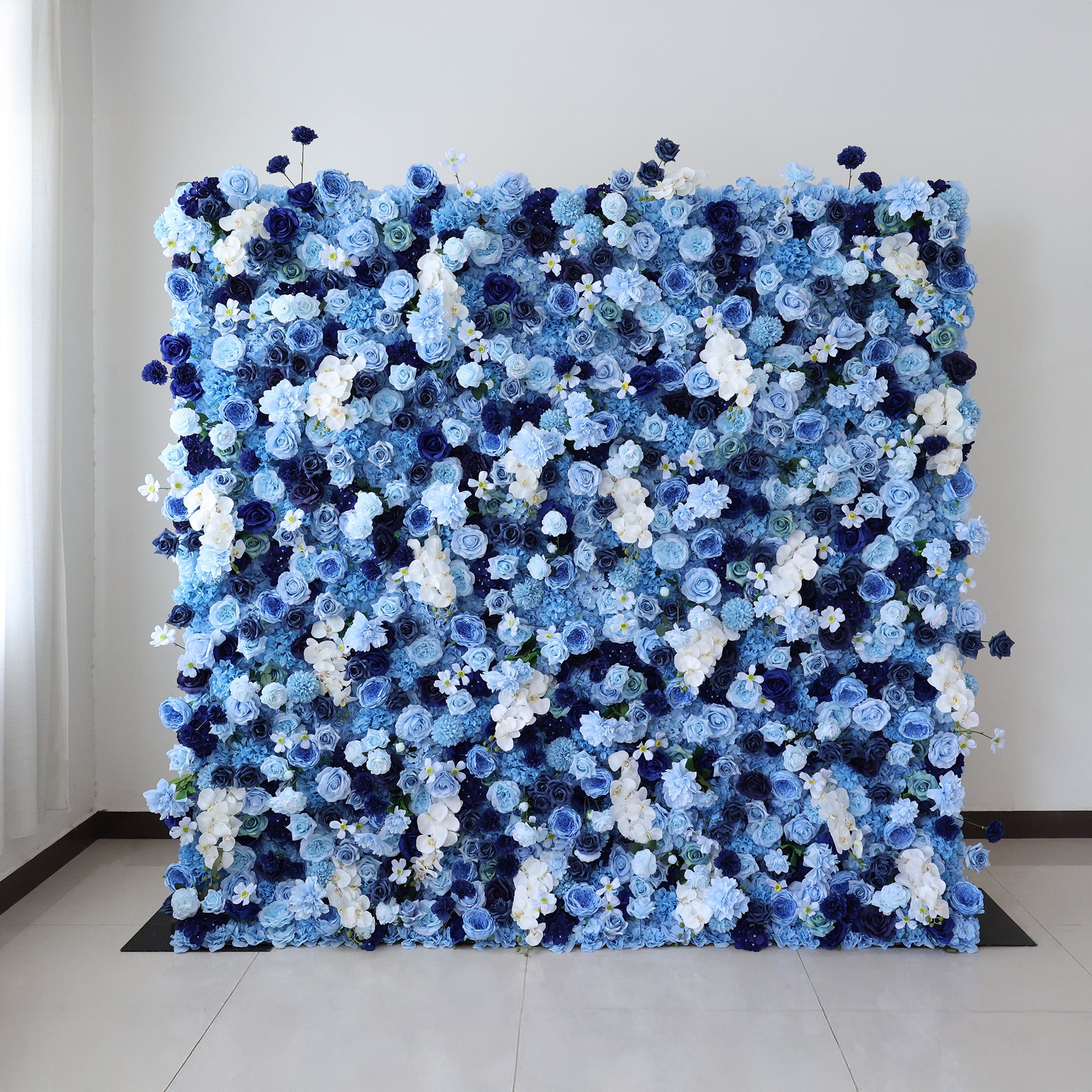 ValarFlower Blue Ombre Floral Extravaganza Wall: A Serene, Luxurious Masterpiece for Elegant Celebrations VF-603