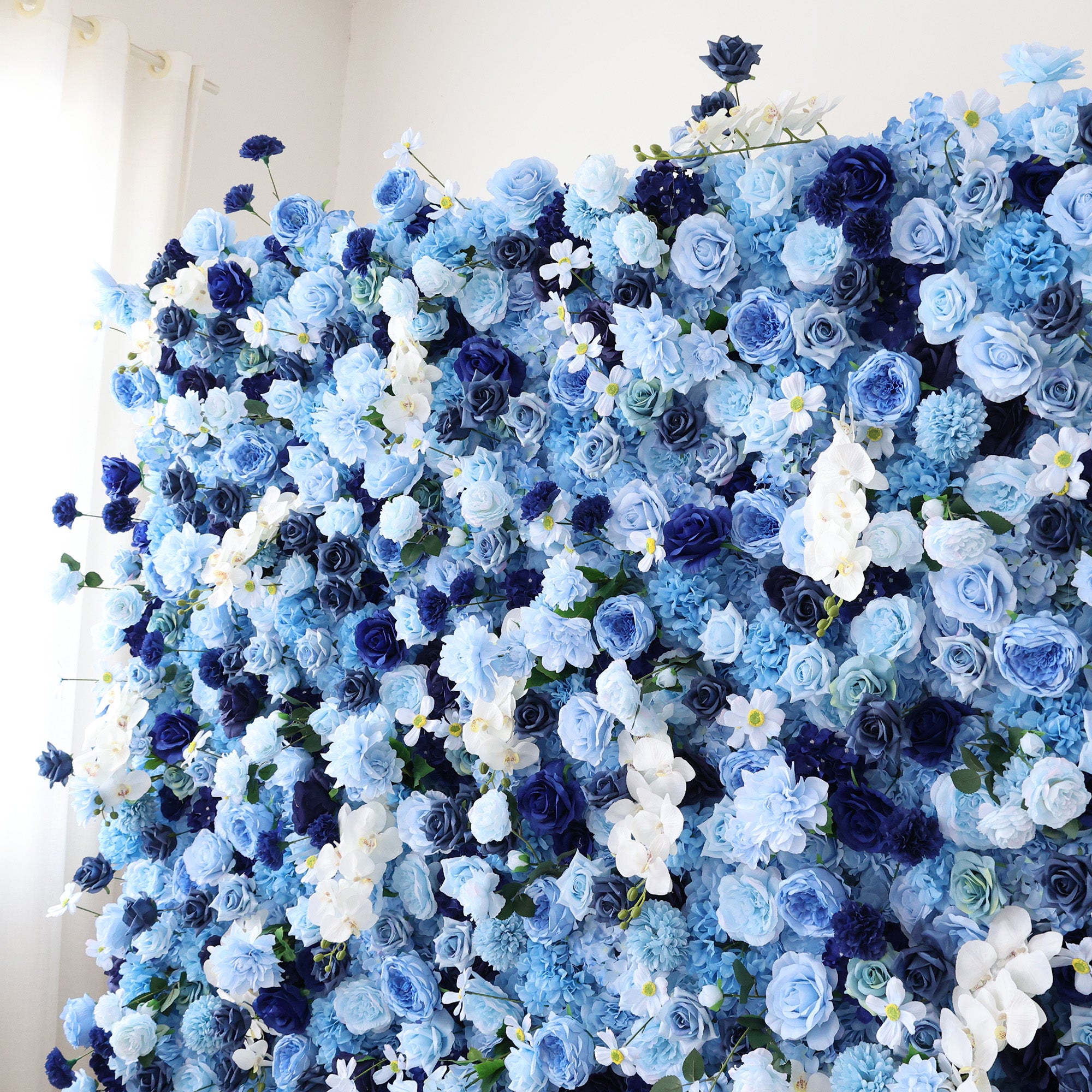 ValarFlower Blue Ombre Floral Extravaganza Wall: A Serene, Luxurious Masterpiece for Elegant Celebrations VF-603
