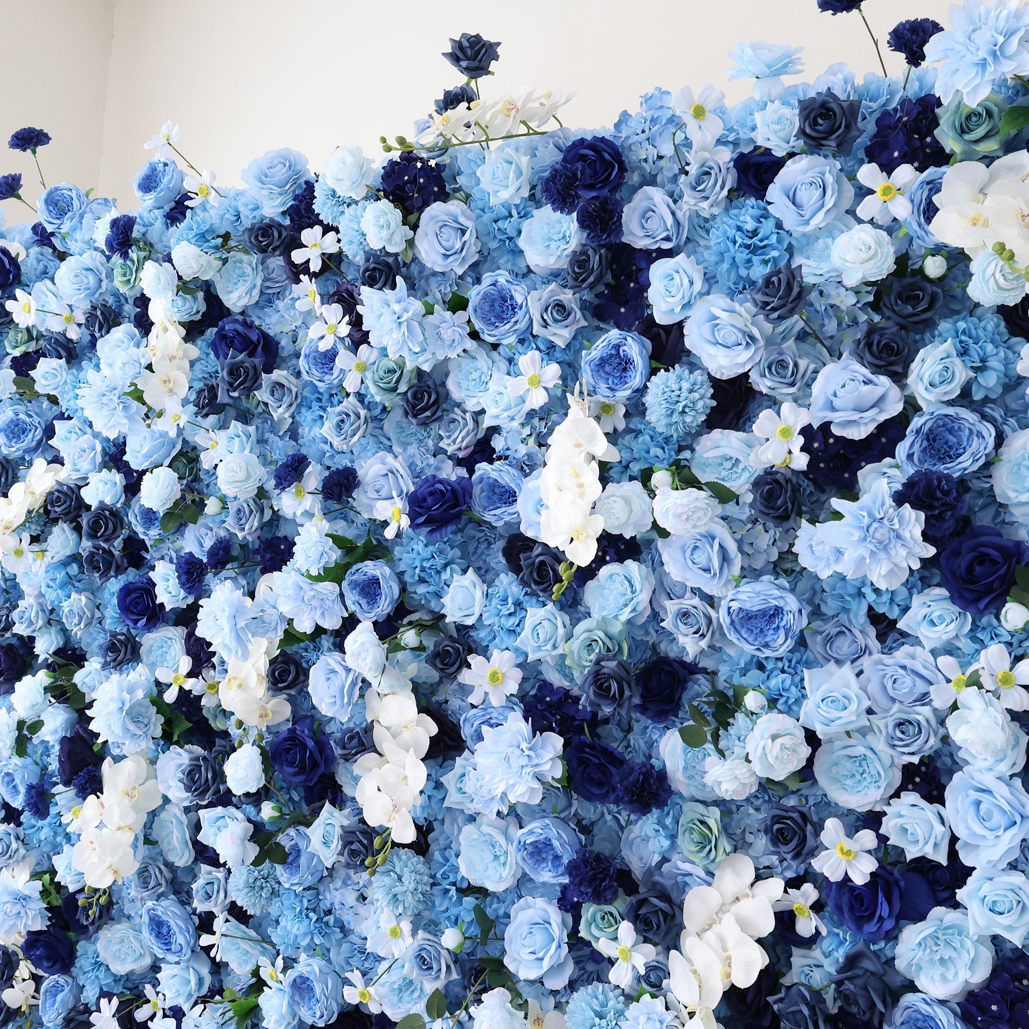 ValarFlower Blue Ombre Floral Extravaganza Wall: A Serene, Luxurious Masterpiece for Elegant Celebrations VF-603