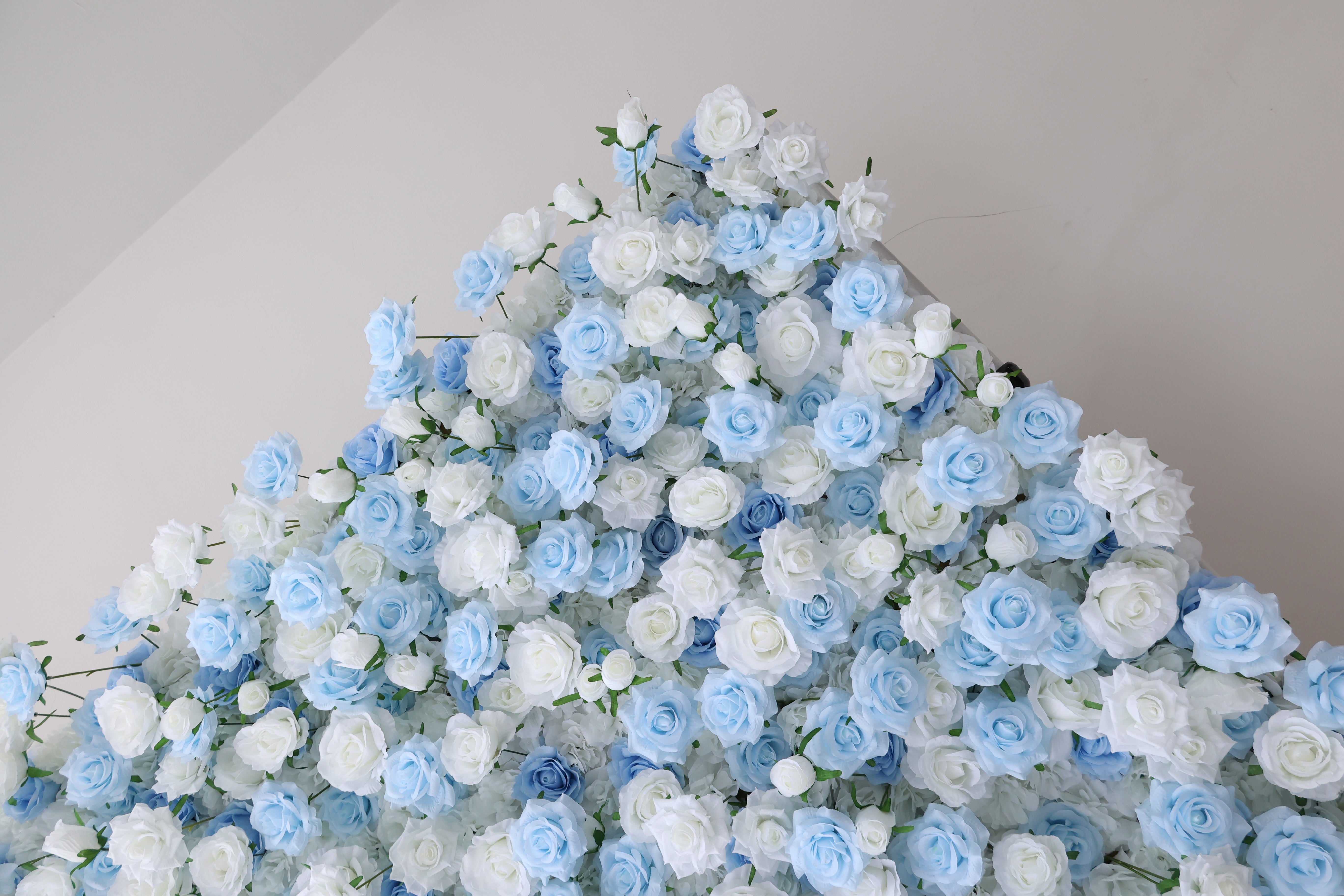 ValarFlower Blue White Artificial Rose Flower Wall Backdrop, Elegant Wedding Ceremony Decor and Photo Booth VF-698