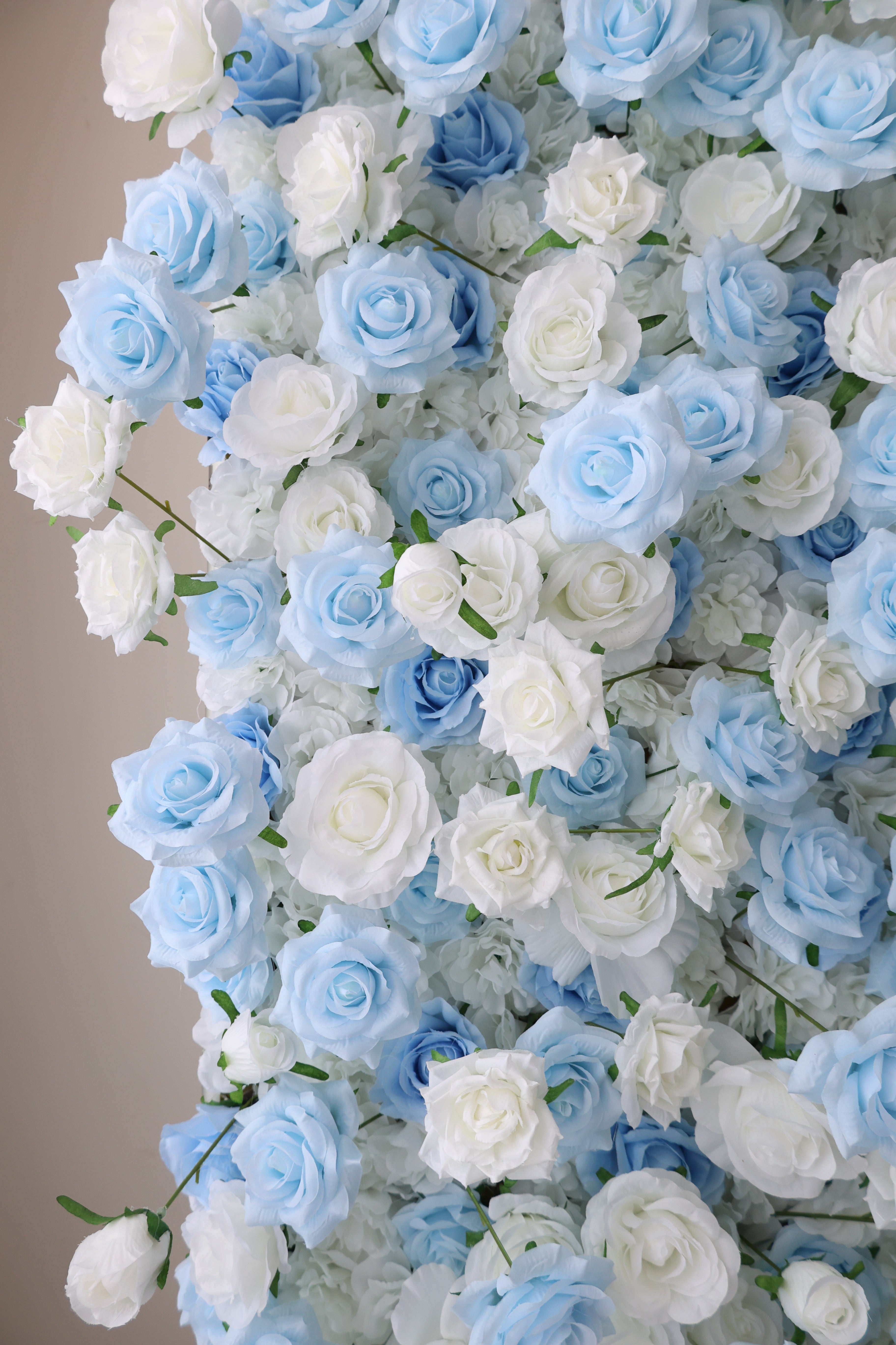ValarFlower Blue White Artificial Rose Flower Wall Backdrop, Elegant Wedding Ceremony Decor and Photo Booth VF-698