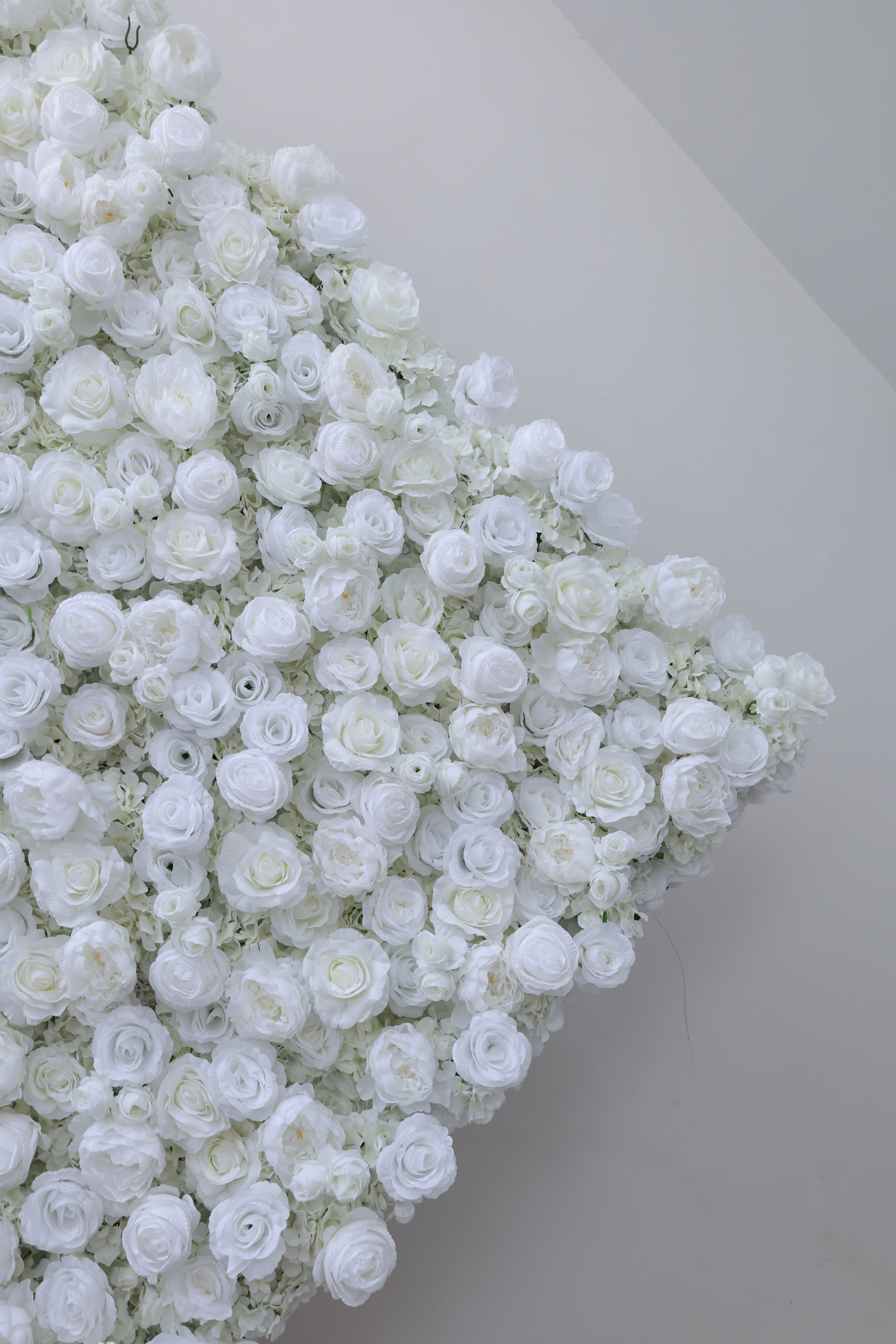 ValarFlower White Artificial Rose Flower Wall Backdrop, Elegant Wedding Ceremony Decor and Photo Booth VF-697