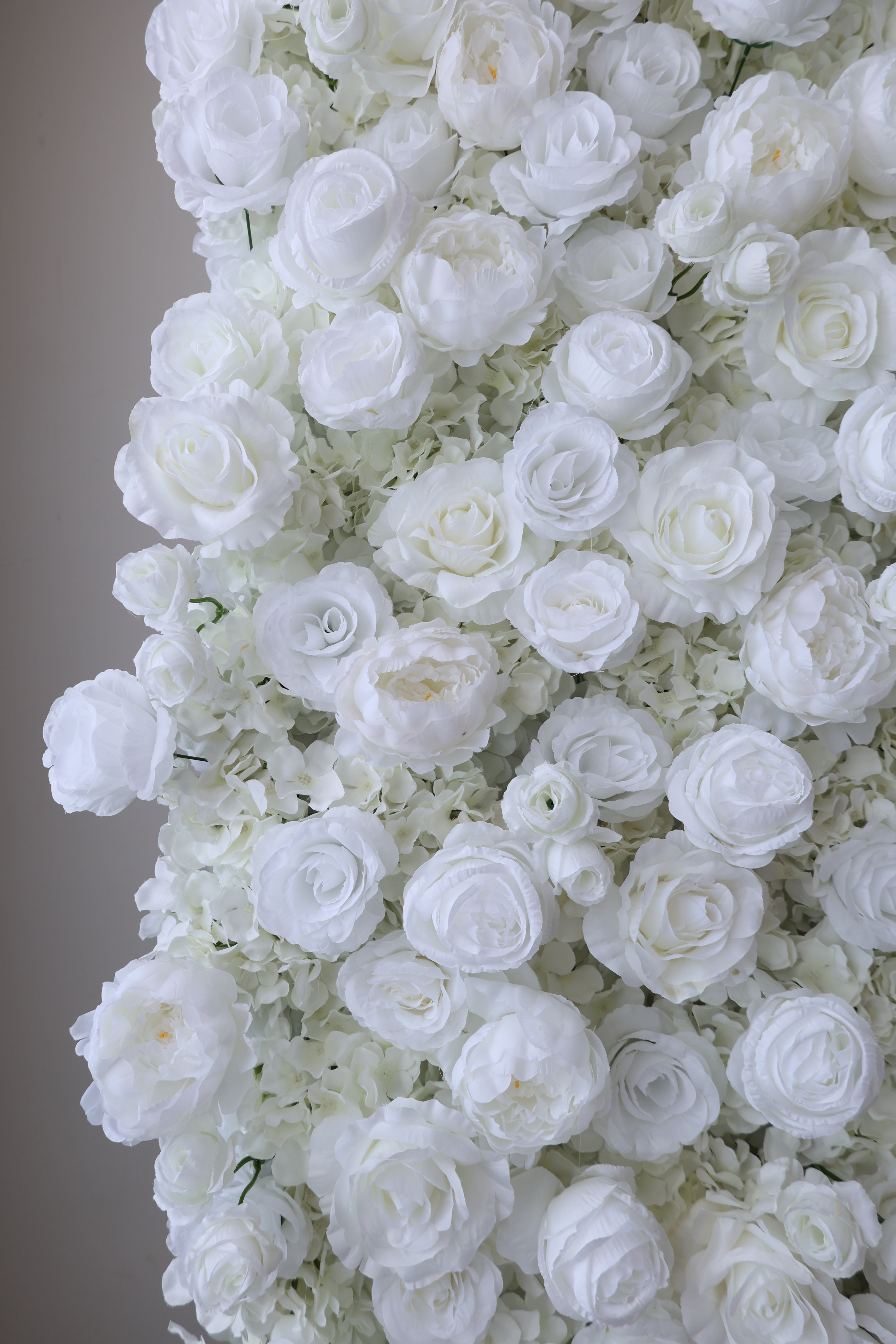 ValarFlower White Artificial Rose Flower Wall Backdrop, Elegant Wedding Ceremony Decor and Photo Booth VF-697