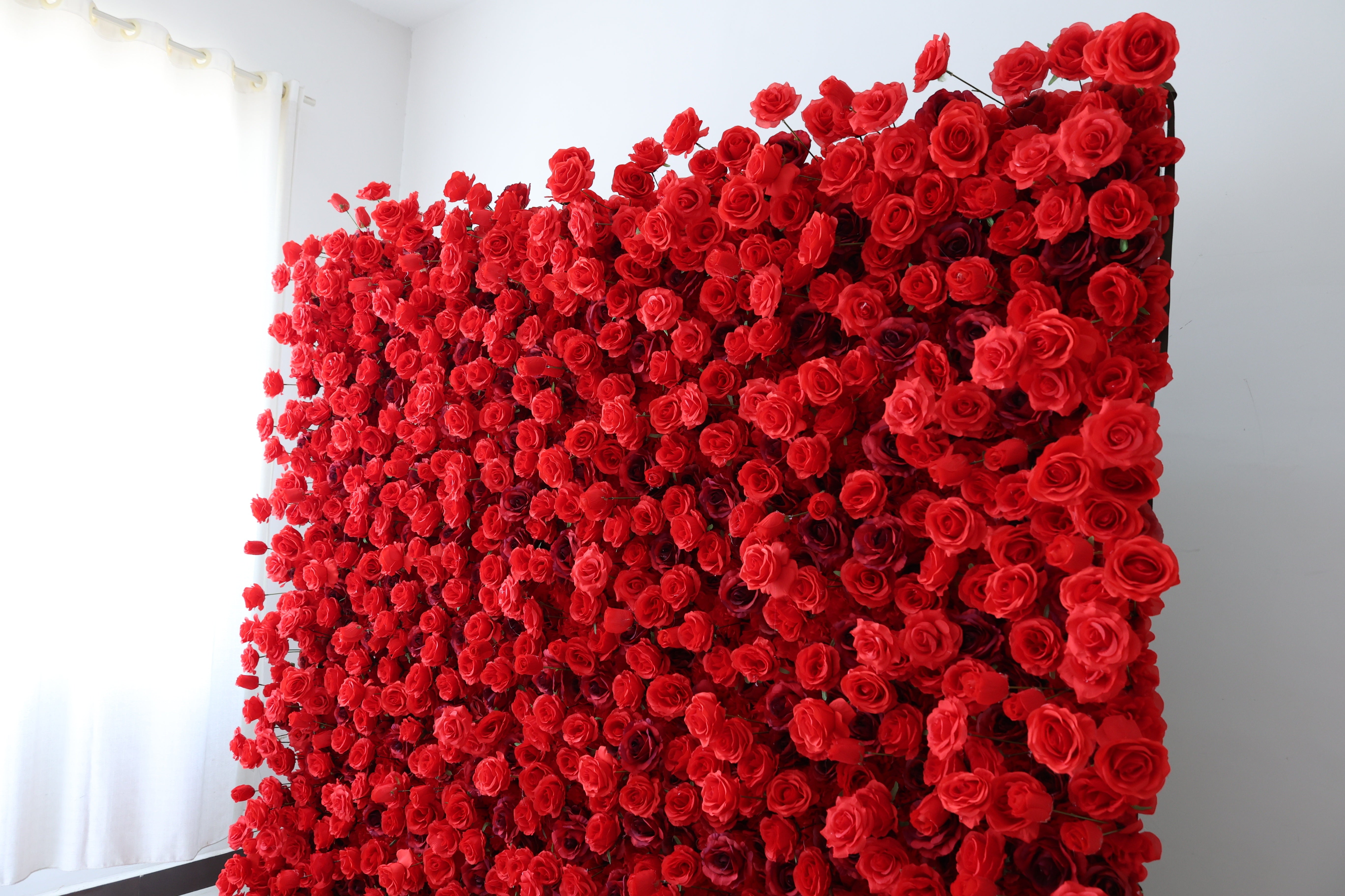 ValarFlower Red Artificial Rose Flower Wall Backdrop, Romantic Wedding Decor and Event Photo Booth VF-695