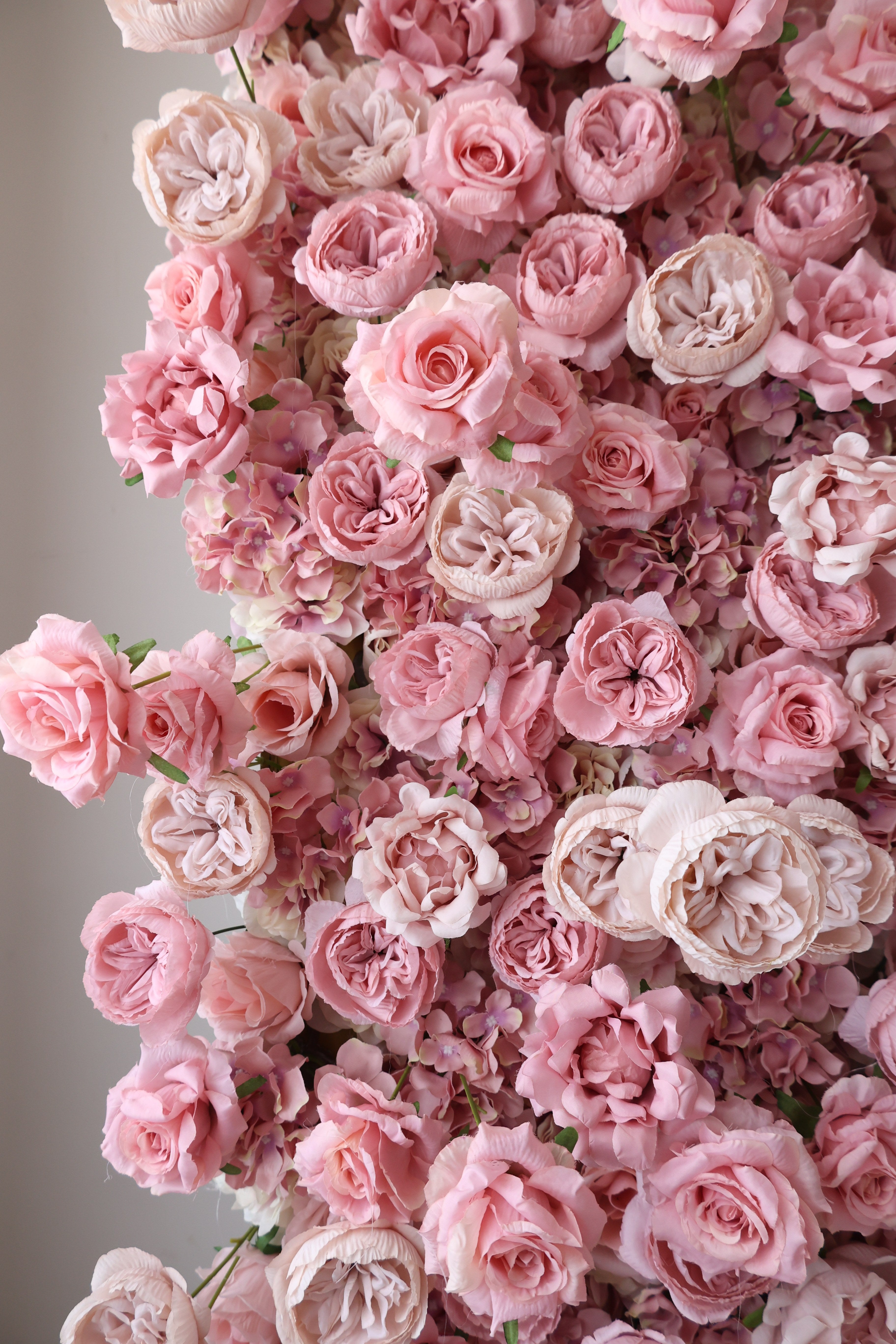 ValarFlower Blush Pink Artificial Flower Wall Backdrop, Romantic Rose Wedding Decor for Ceremony and Photo Booth VF-696