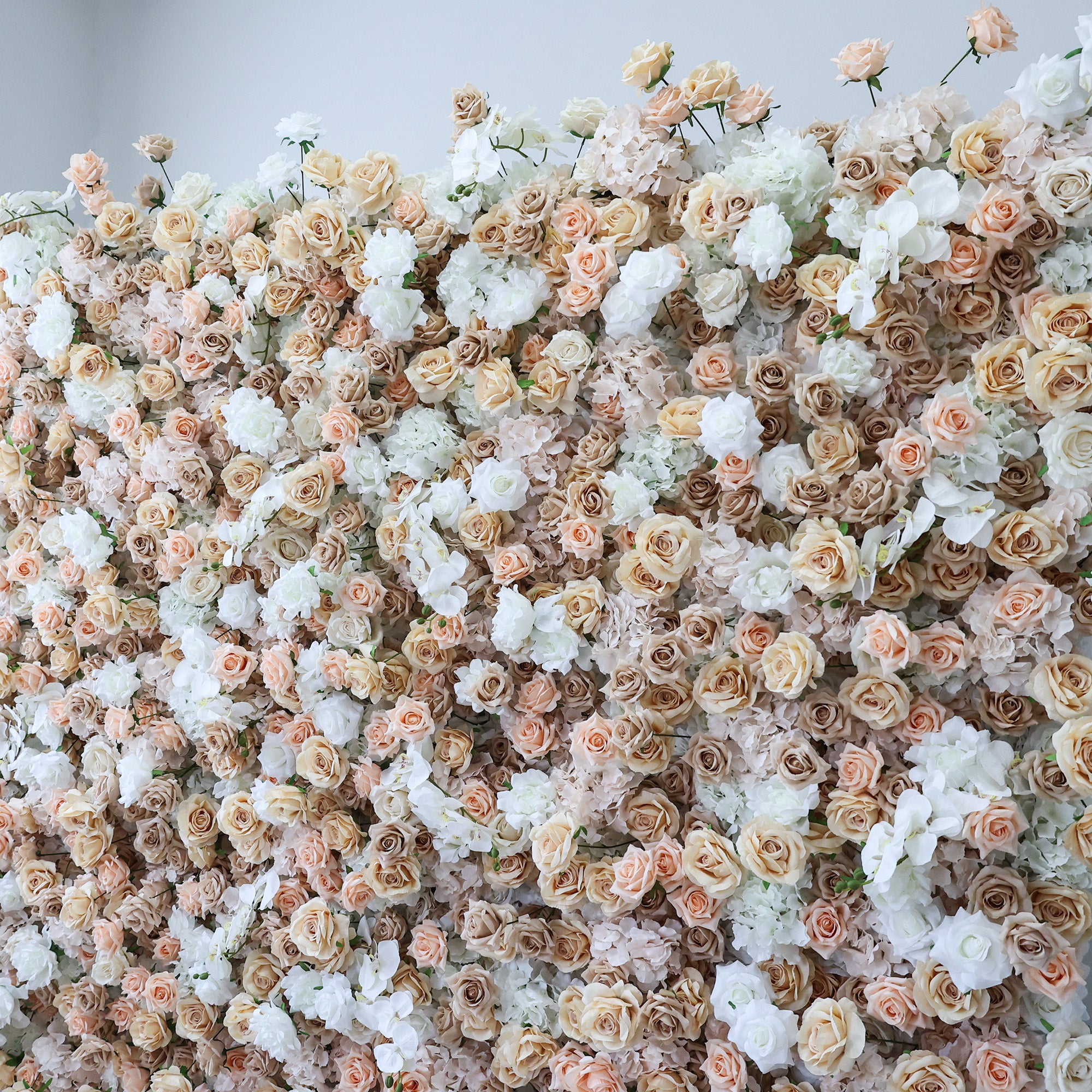 ValarFlower Champagne & Ivory Floral Extravaganza Wall: A Timeless, Elegant Masterpiece for Sophisticated Celebrations VF-607