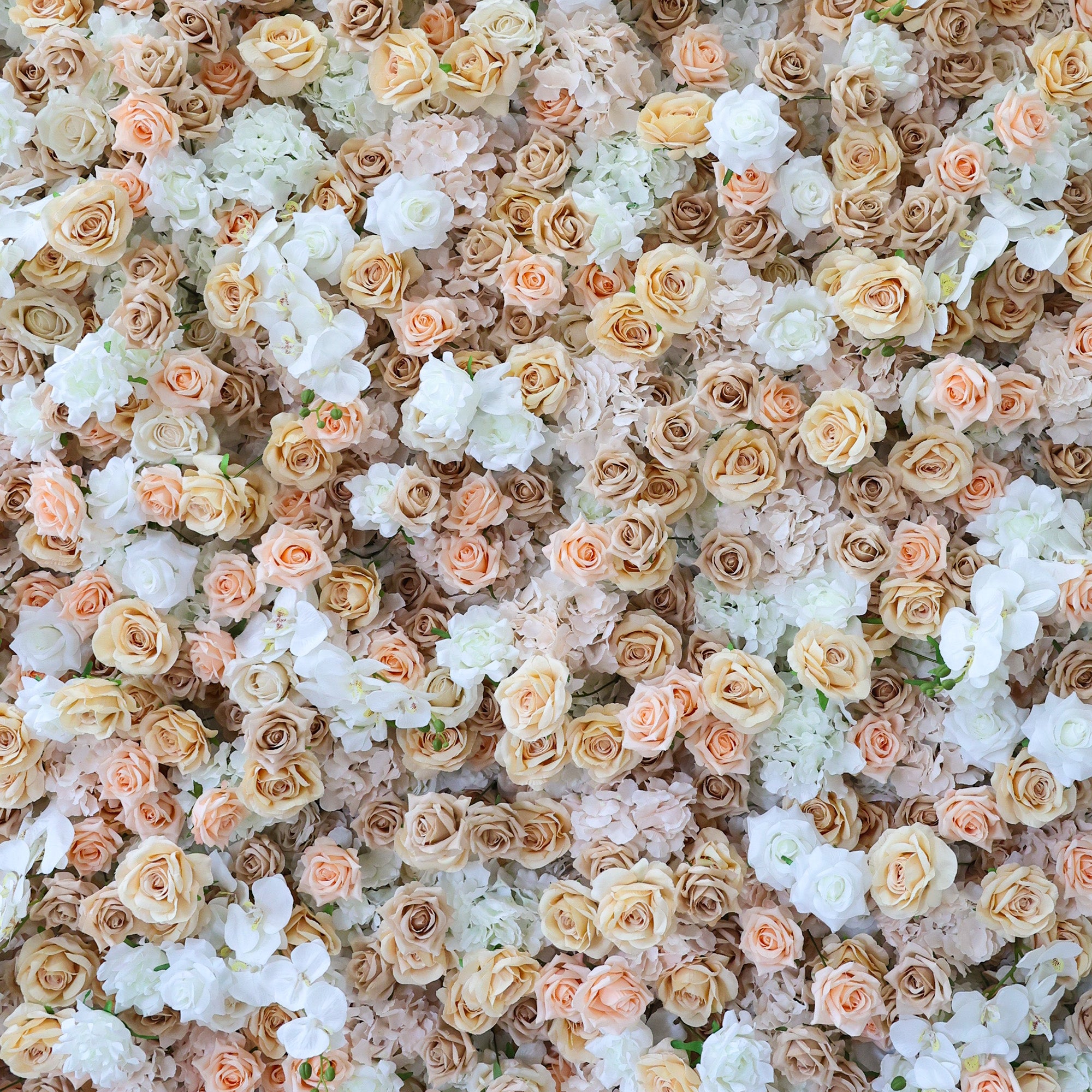ValarFlower Champagne & Ivory Floral Extravaganza Wall: A Timeless, Elegant Masterpiece for Sophisticated Celebrations VF-607