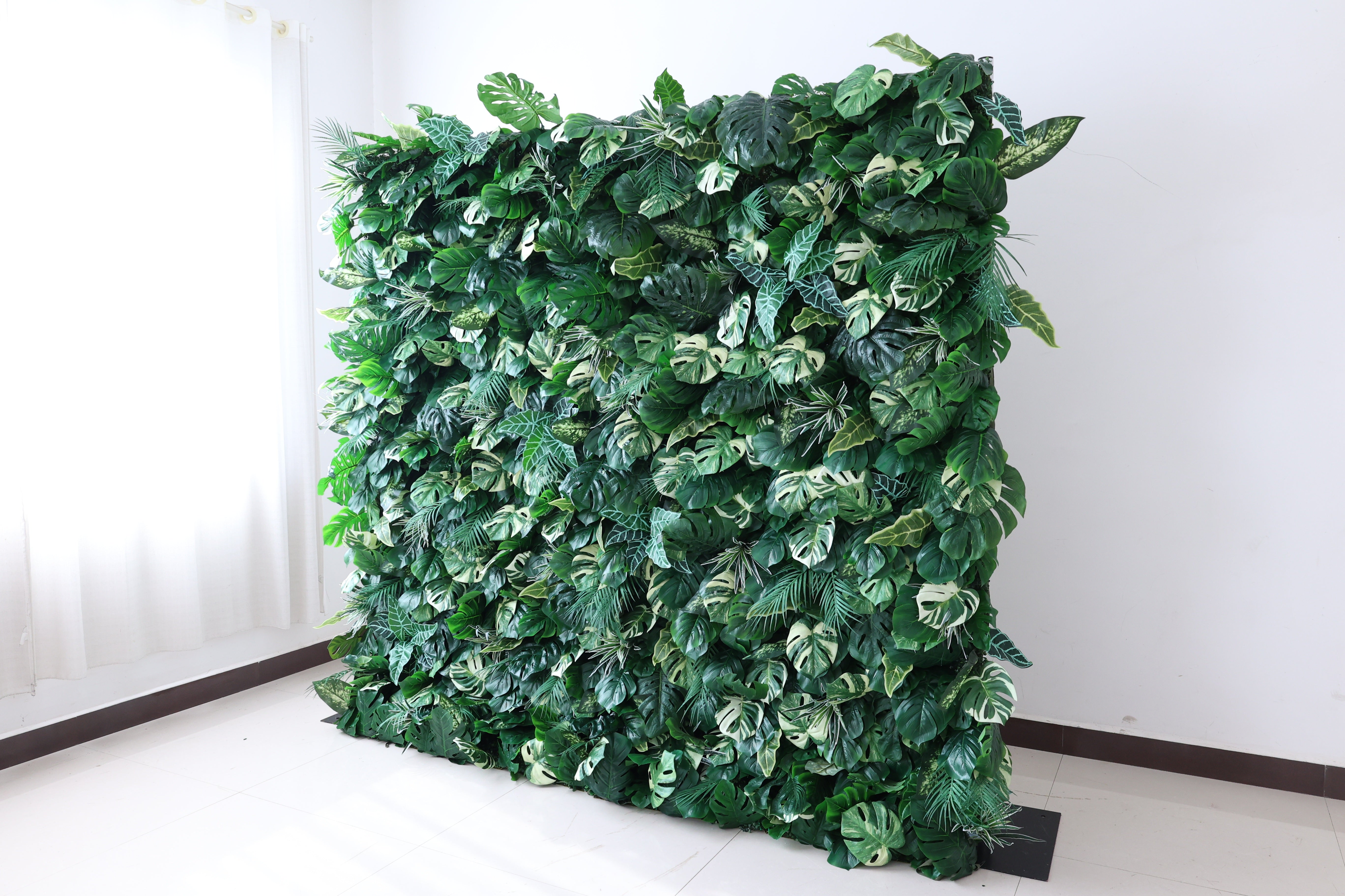 Fleurs Valar retrousser tissu artificiel vif vert herbe mur toile de fond de mariage, décor de fête florale, photographie d'événement-VF-086-3 