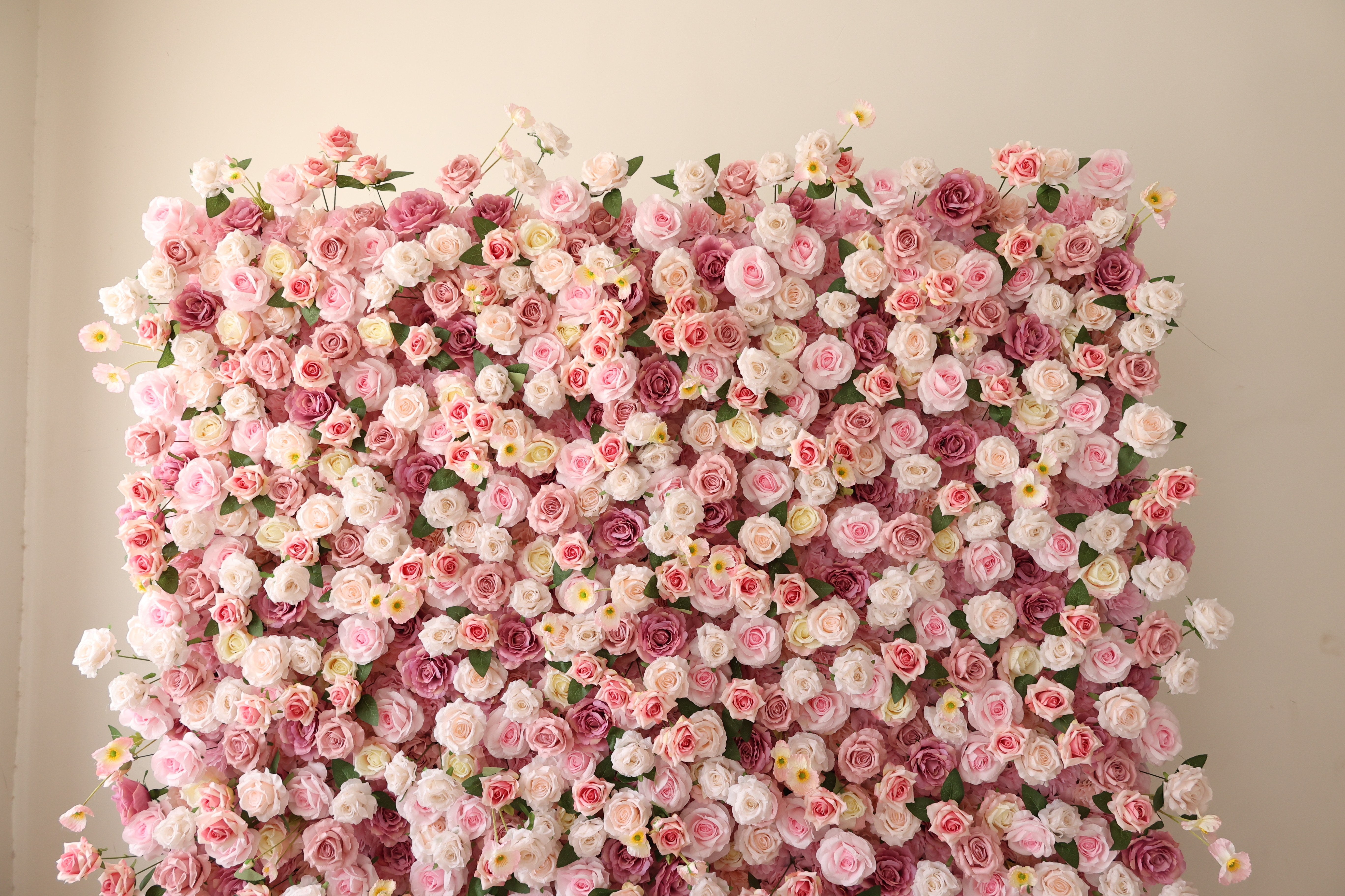 ValarFlower Blush Pink Artificial Flower Wall Backdrop, Romantic Wedding Decor with Roses VF-694