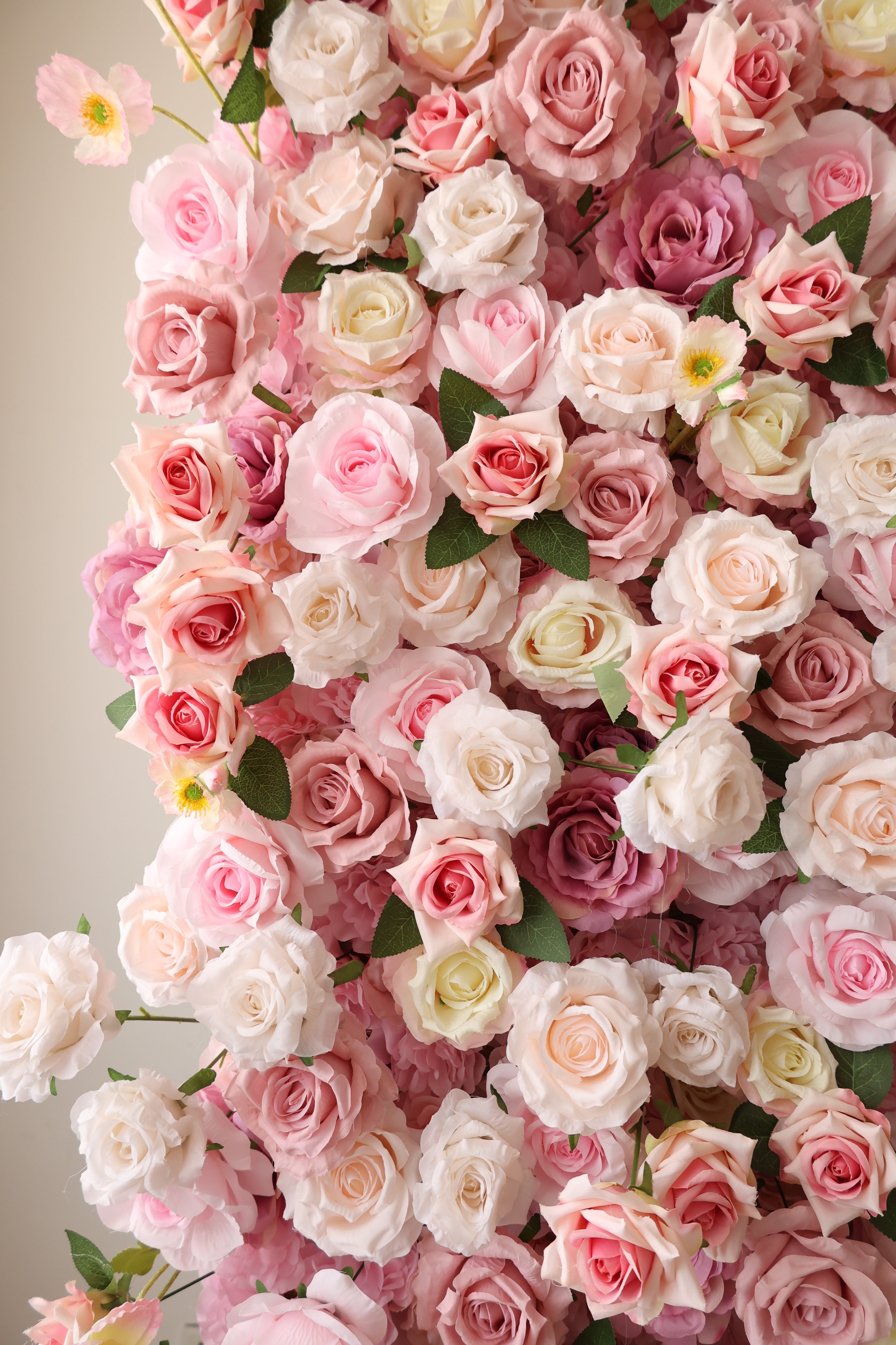 ValarFlower Blush Pink Artificial Flower Wall Backdrop, Romantic Wedding Decor with Roses VF-694