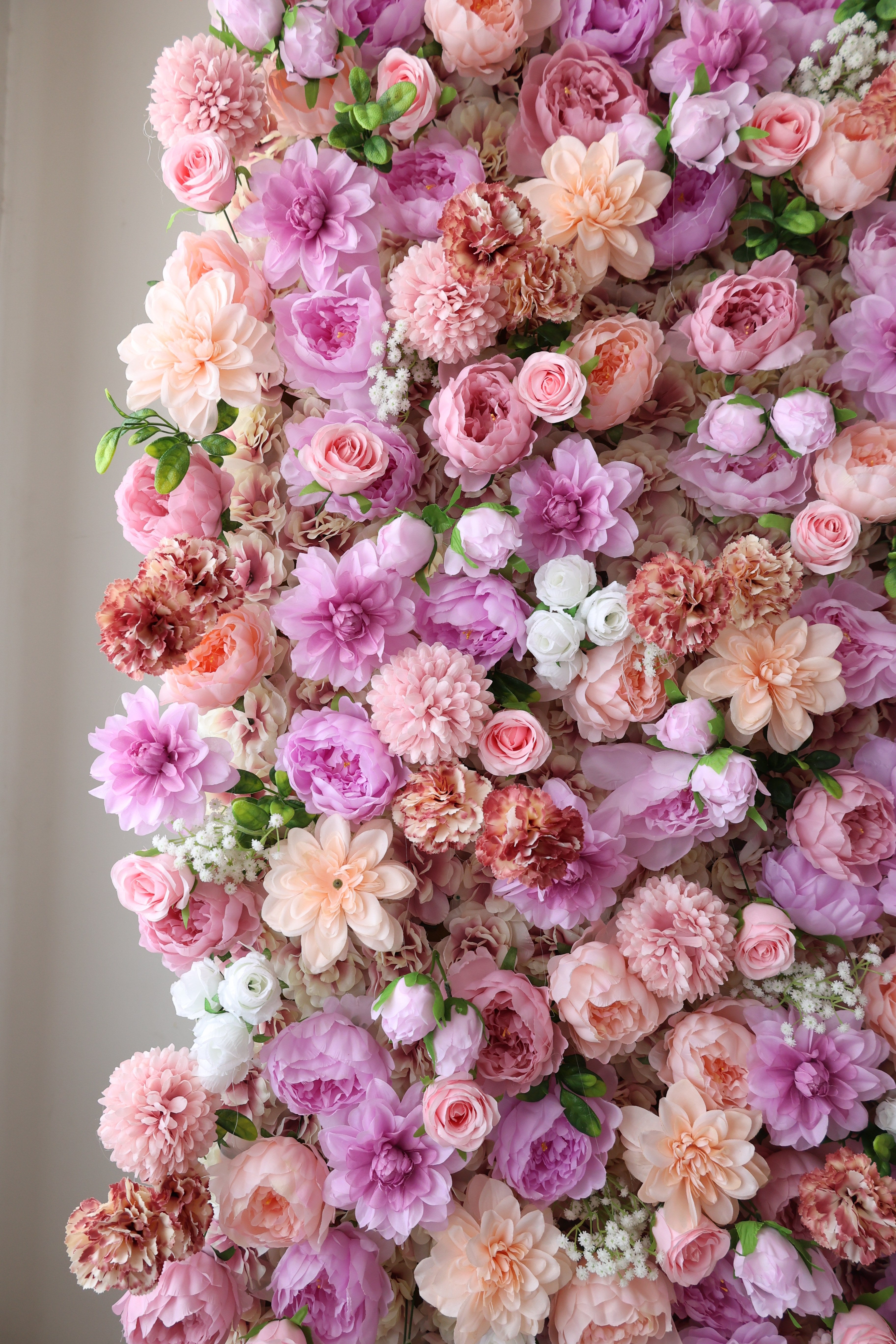 ValarFlower Pink Purple Artificial Flower Wall Backdrop, Romantic Wedding Decor with Roses and Peony Flowers VF-699