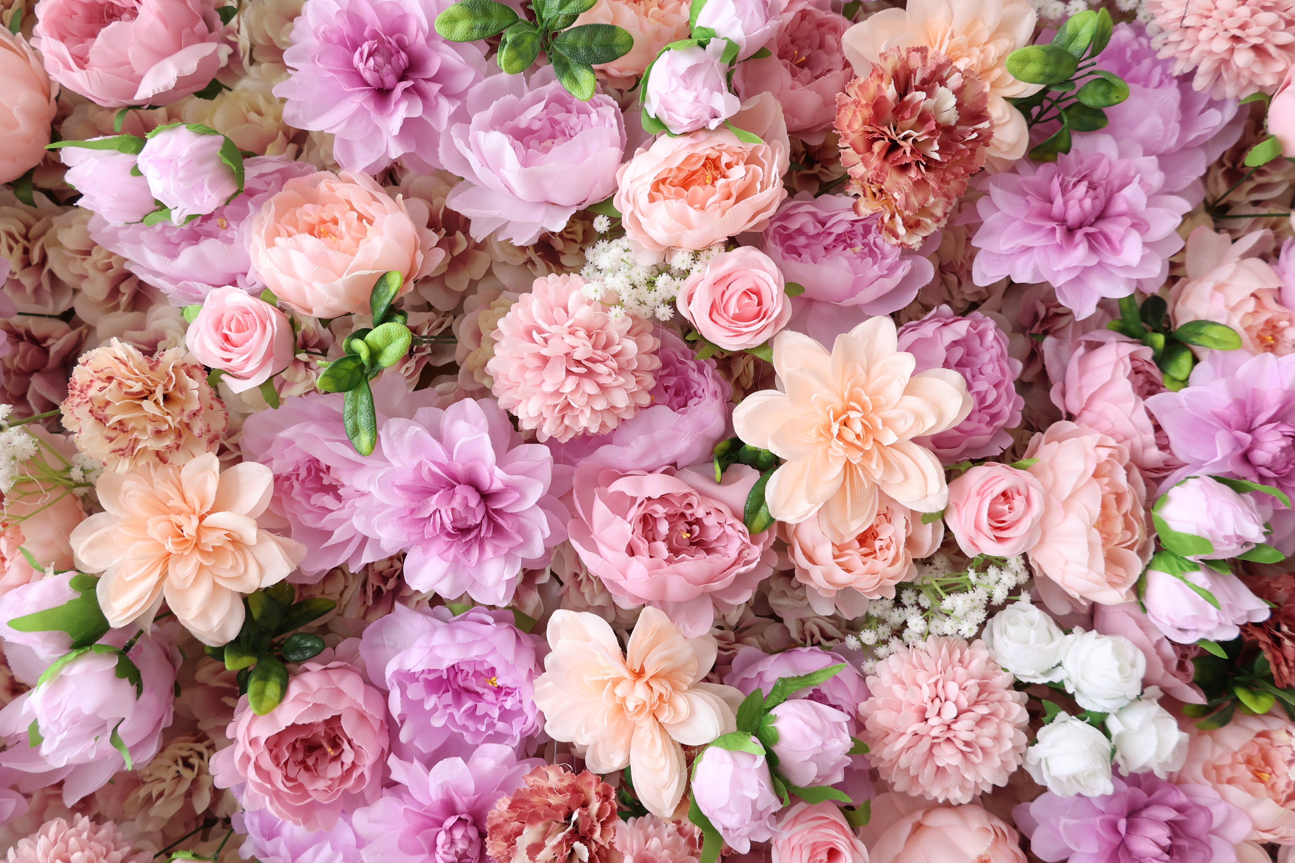 ValarFlower Pink Purple Artificial Flower Wall Backdrop, Romantic Wedding Decor with Roses and Peony Flowers VF-699