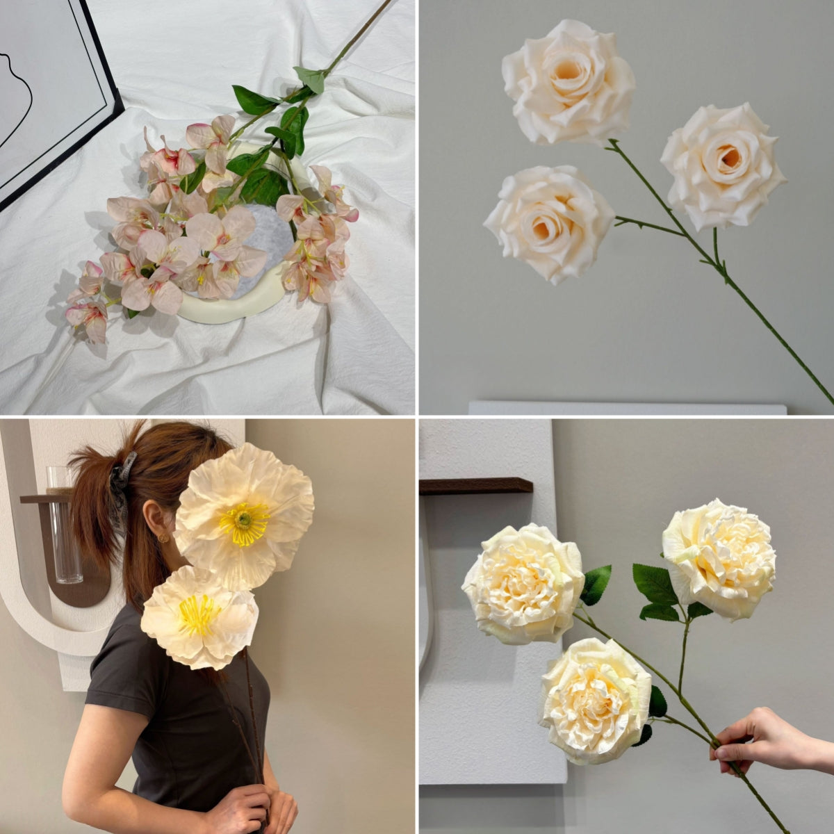 Conjunto de Flores Artificiales Negras y Rosas – Decoración Moderna para Fondo de Fiesta de Cumpleaños con Arreglo Floral Falso FA-255