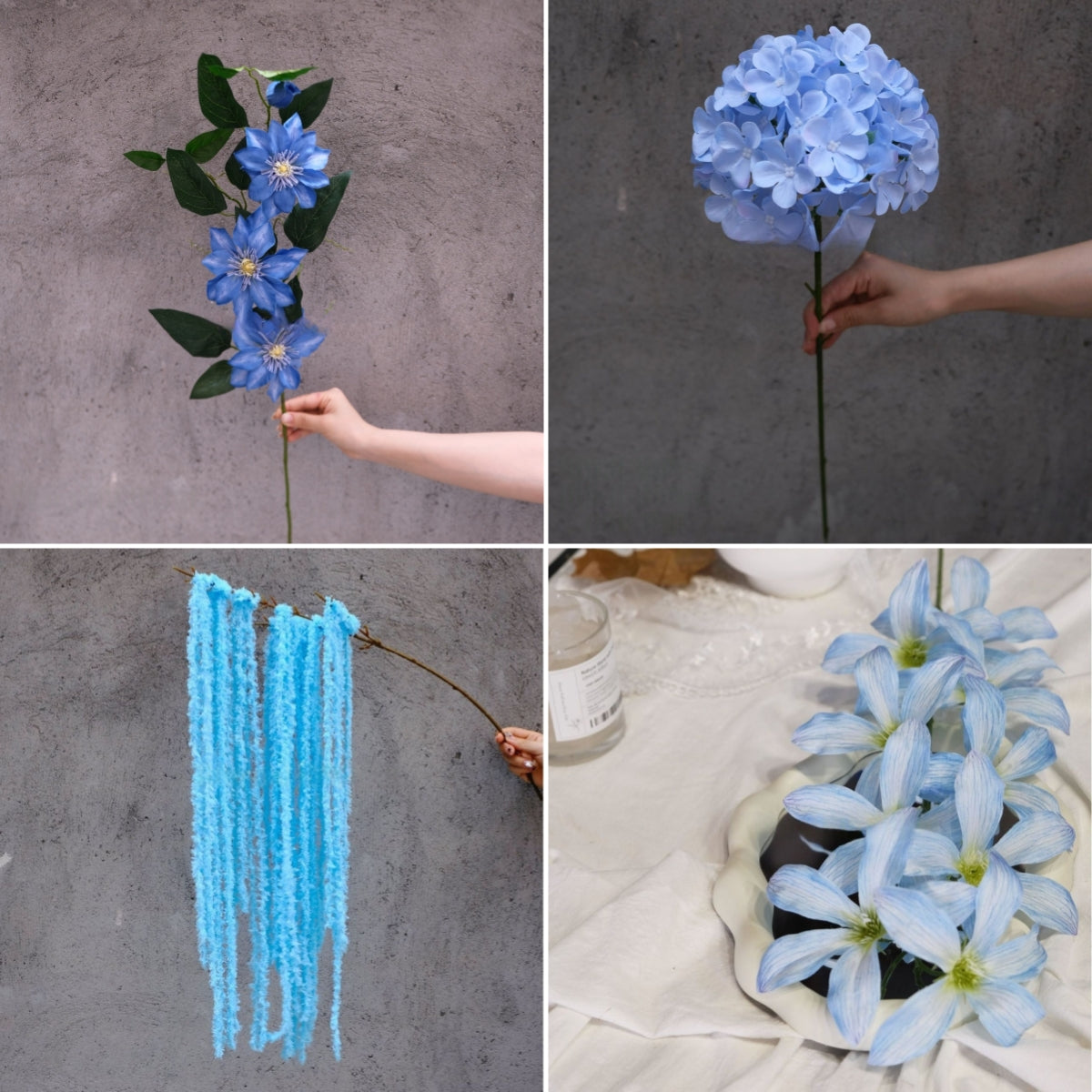 エレガントな青と白の花柄ウェディングアーチ、人工花のアレンジメント、セレモニーバックドロップ＆イベント装飾 FA-211