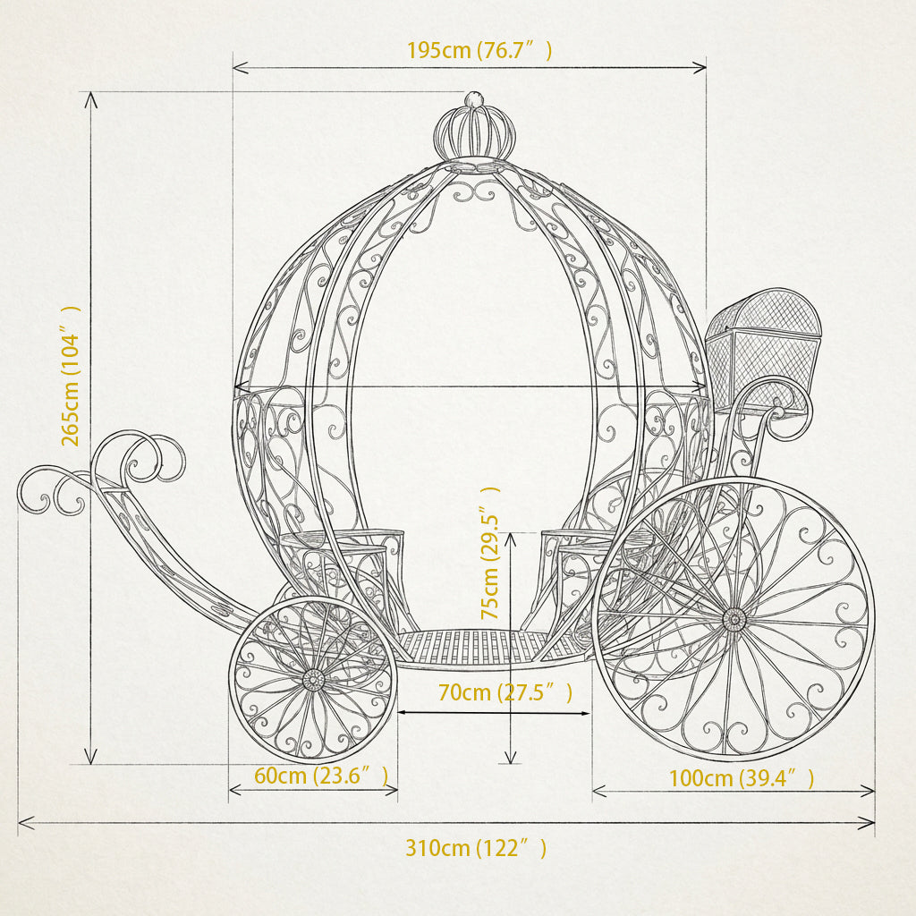 7.9ft Life size Height Fairy Princess Style Cinderella's Fantasy Pumpkin Carriage for Castle Decorating/ Halloween/ Baby Shower /Wedding Invitation Decor