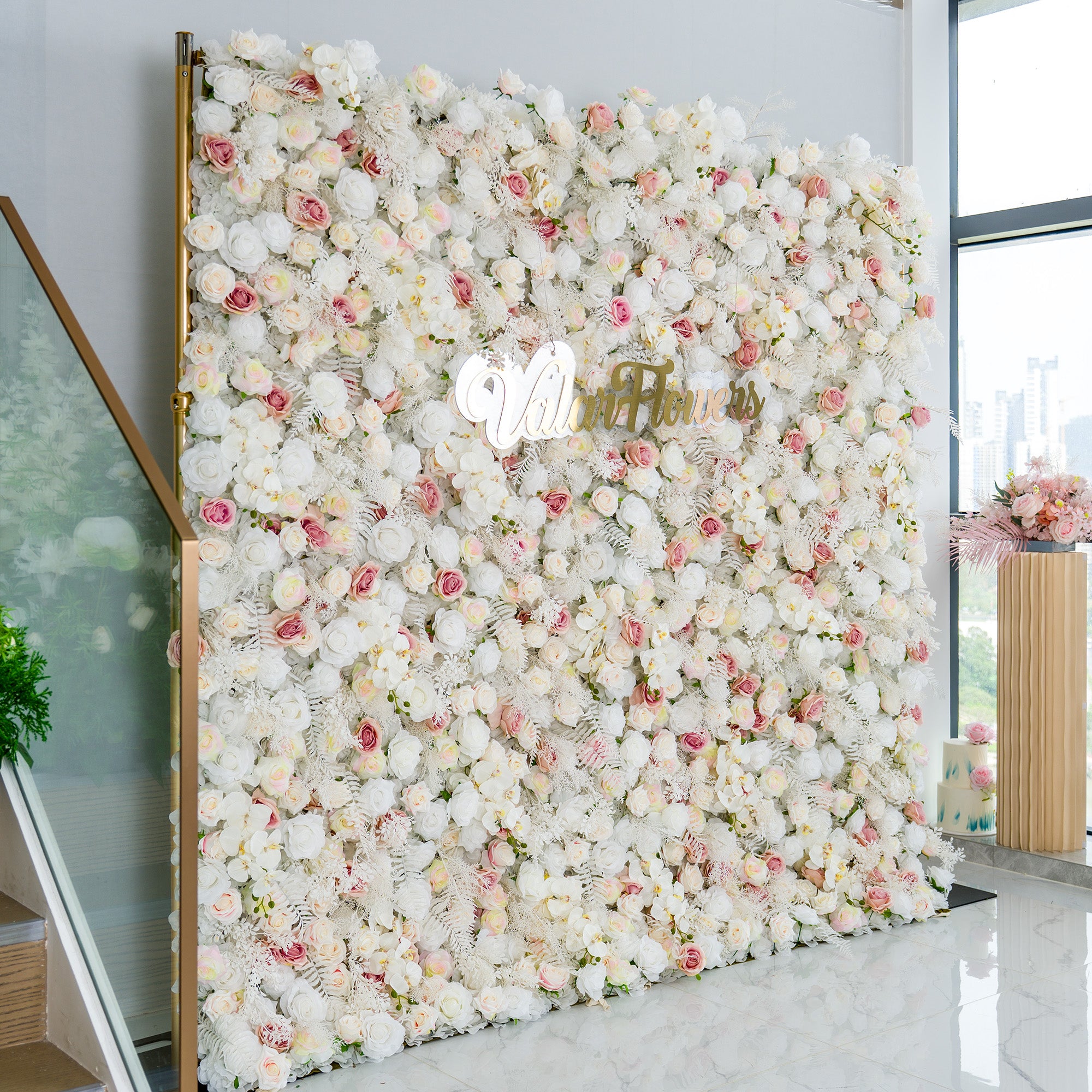 ValarFlower 3D Roll Up Artificial Flower Wall Backdrop For Wedding and Event Decoration VF-534