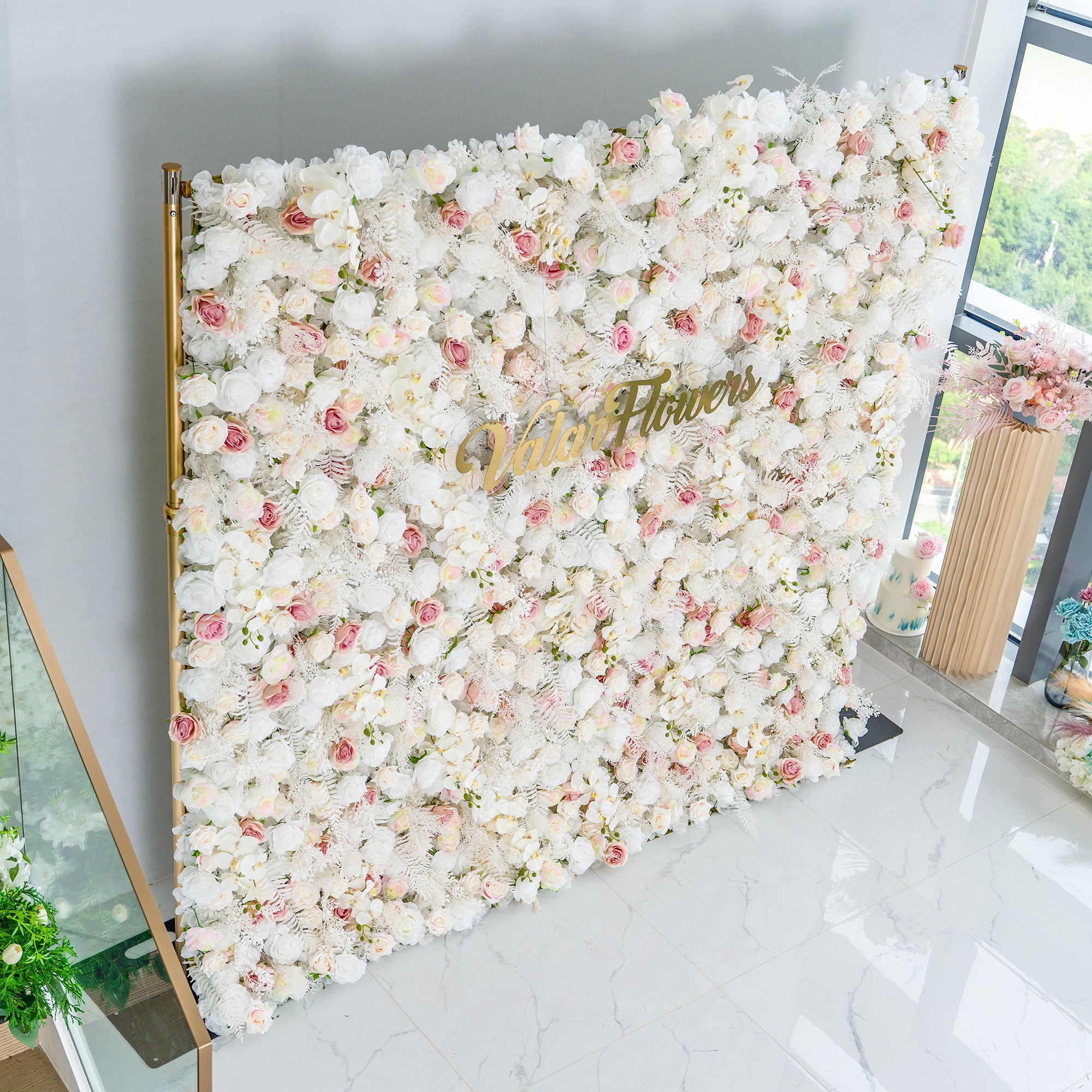ValarFlower 3D Roll Up Artificial Flower Wall Backdrop For Wedding and Event Decoration VF-534