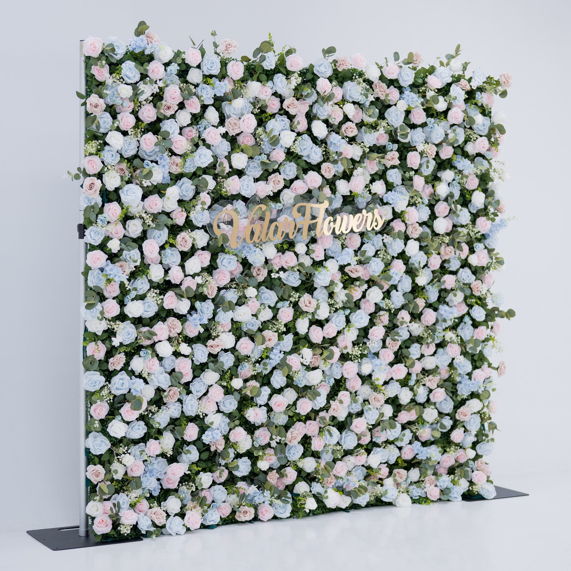 ValarFlower Soft Blue and Pink Floral Backdrop: Elegant Rose & Hydrangea Mix for Weddings & Events VF-819