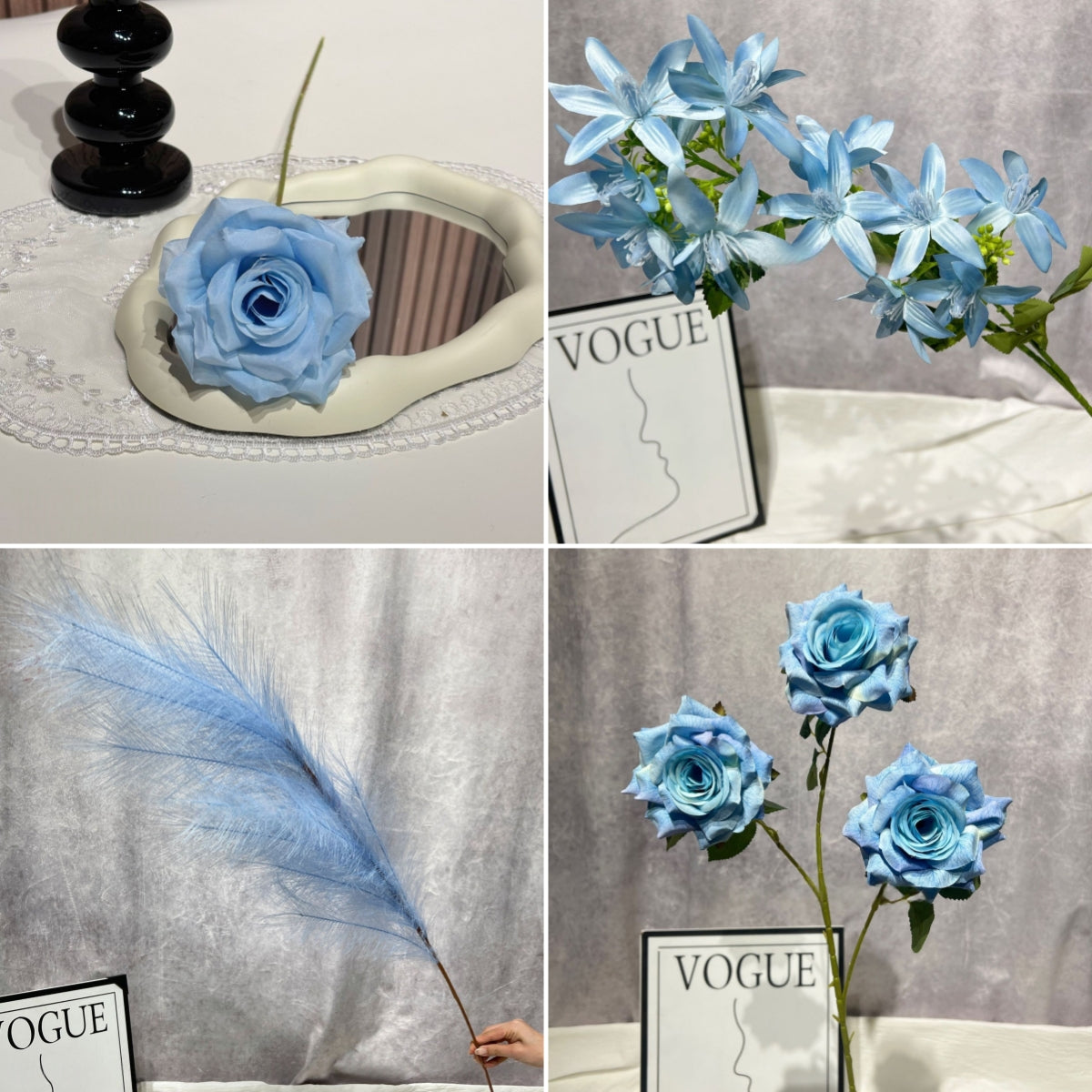 エレガントな青と白の花柄ウェディングアーチ、人工花のアレンジメント、セレモニーバックドロップ＆イベント装飾 FA-211