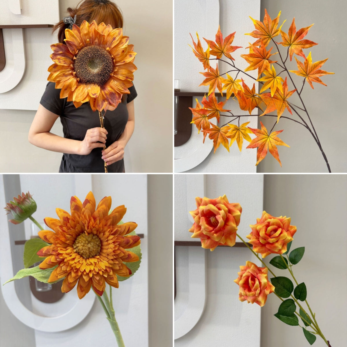 Conjunto de Flores Artificiales Negras y Rosas – Decoración Moderna para Fondo de Fiesta de Cumpleaños con Arreglo Floral Falso FA-255