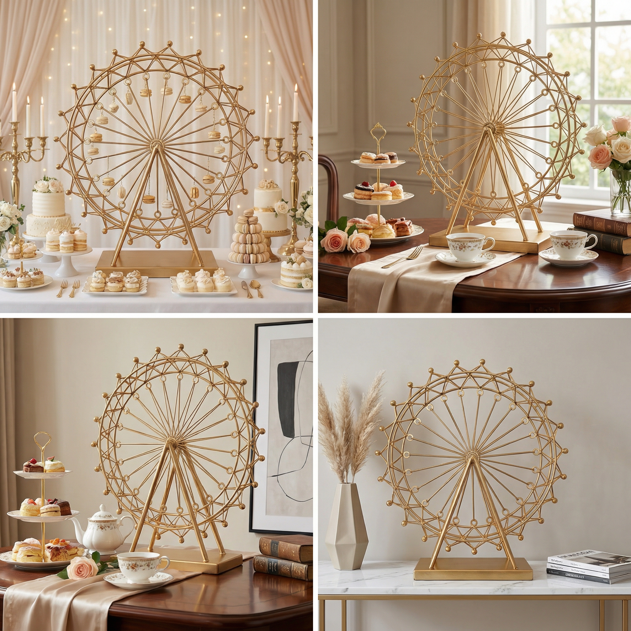 ValarFlower Gold Ferris Wheel Dessert Stand | Luxury Wedding Dessert Display Stand for Candy Bar, Party & Event Table Decor
