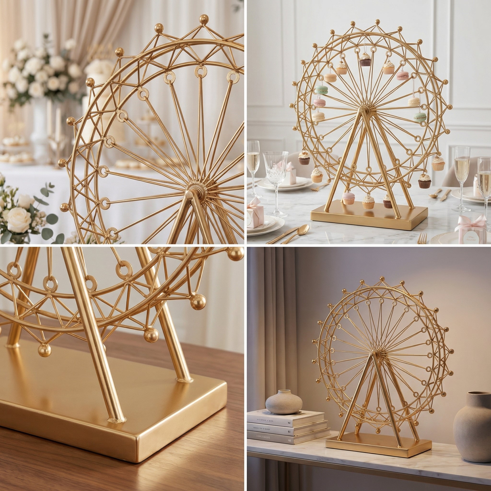 ValarFlower Gold Ferris Wheel Dessert Stand | Luxury Wedding Dessert Display Stand for Candy Bar, Party & Event Table Decor