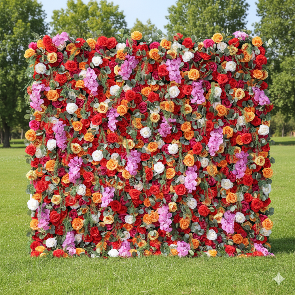 ValarFlower Fiery Color Burst Floral Extravaganza Wall: A Bold, Lively Masterpiece for Energetic Celebrations VF-546