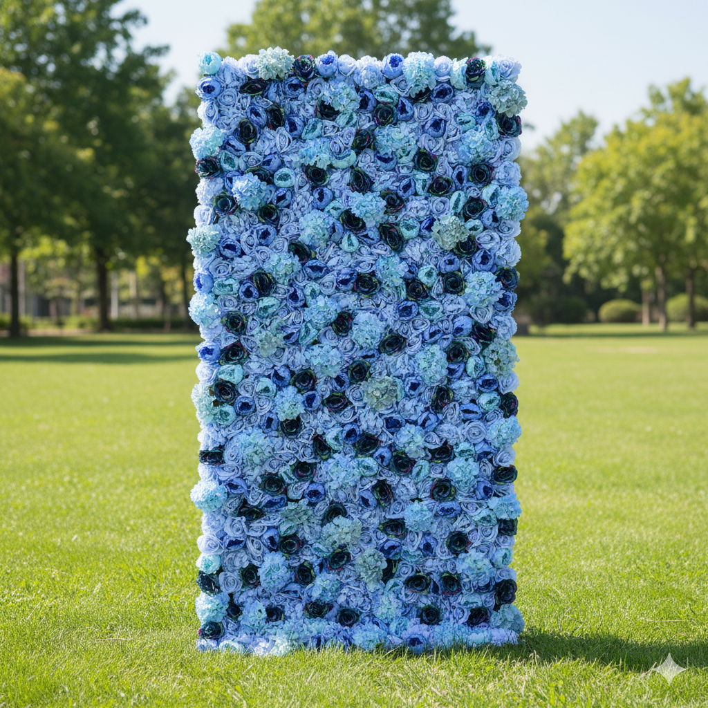 ValarFlower Blue & Teal Floral Extravaganza Wall: A Captivating, Ocean-Inspired Masterpiece for Memorable Celebrations VF-549