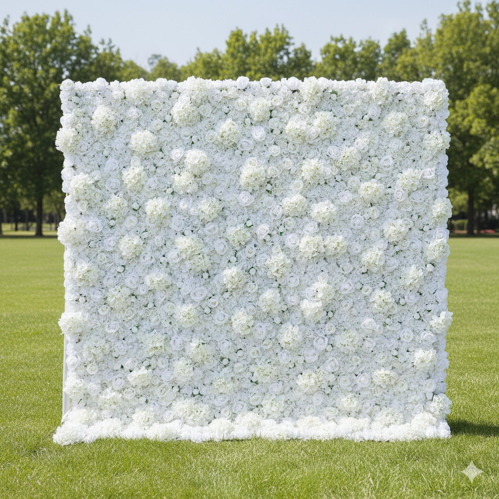 ValarFlower All - White Floral Wall: A Pure, Elegant Masterpiece for Timeless Celebrations VF-551