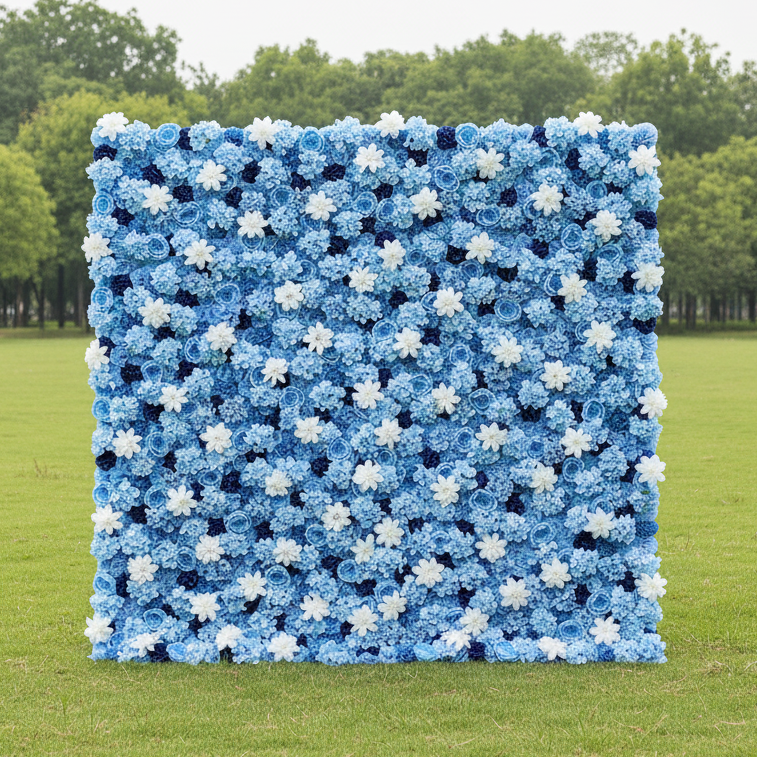 ValarFlower Blue & White Floral Wall: A Serene, Elegant Backdrop for Timeless Events VF-579