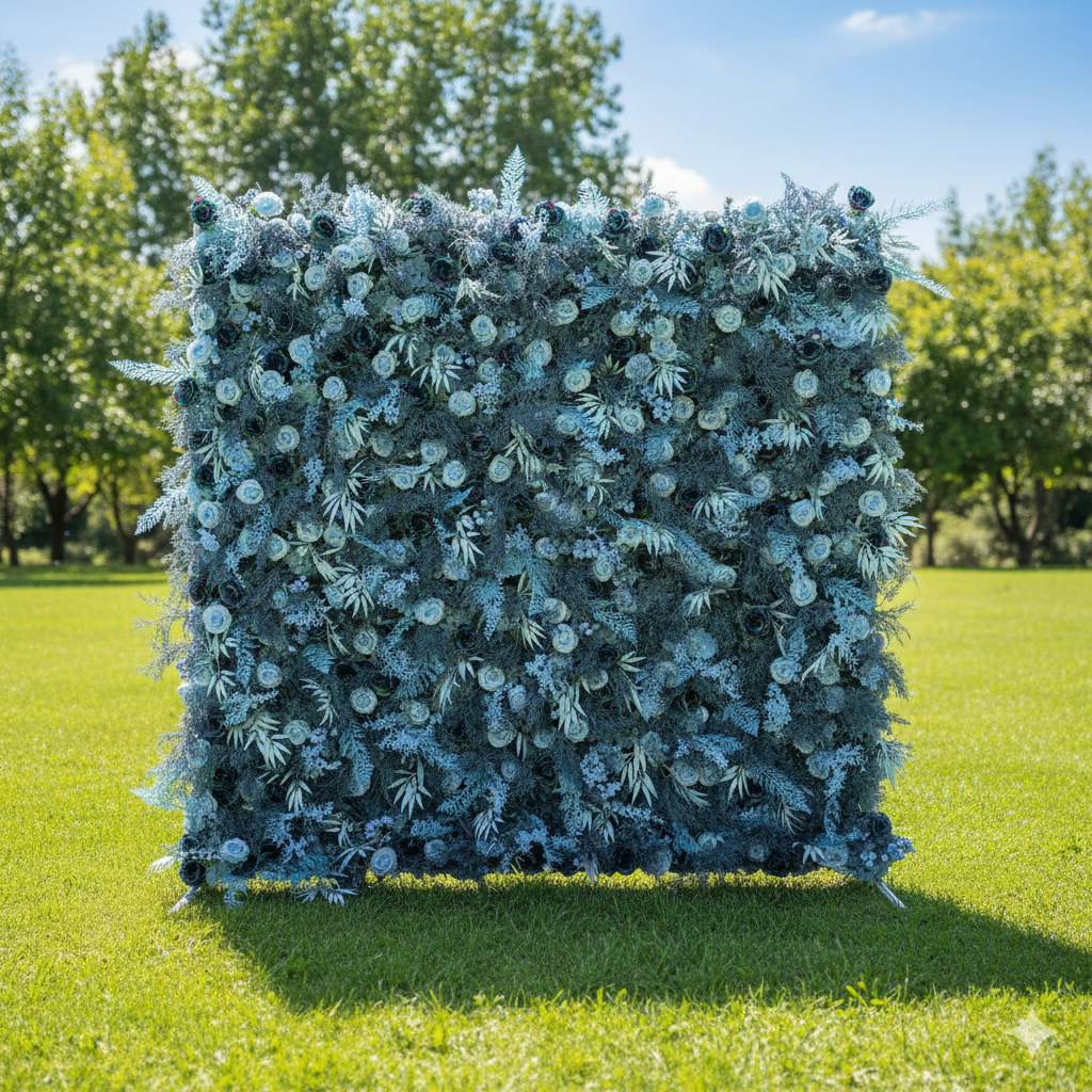 Valar Flowers Roll Up Fabric Artificial Flower Wall Wedding Backdrop, Floral Party Decor, Event Photography-VF-293