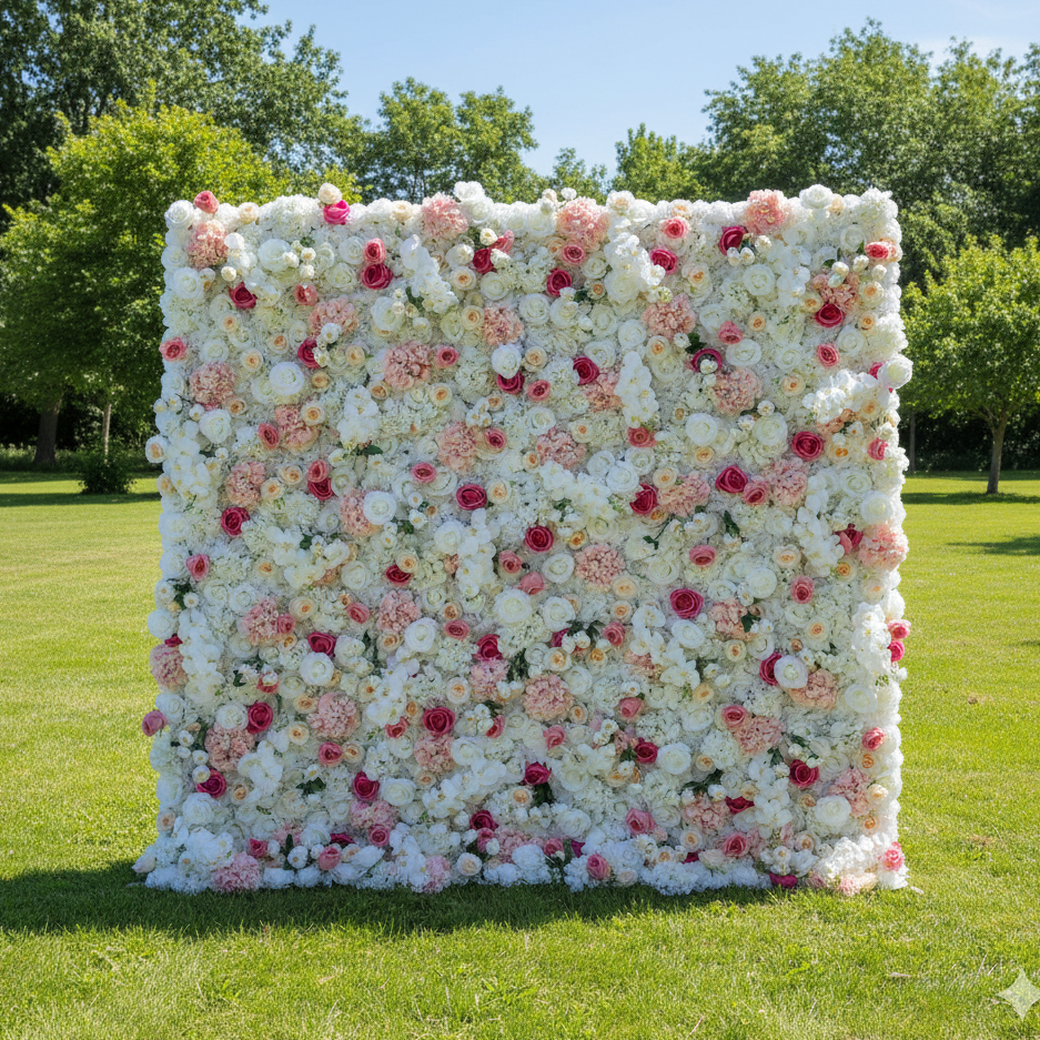 Valar Flowers Roll Up Stoff Künstliche Blumenwand Hochzeitshintergrund, florale Partydekoration, Eventfotografie-VF-297 