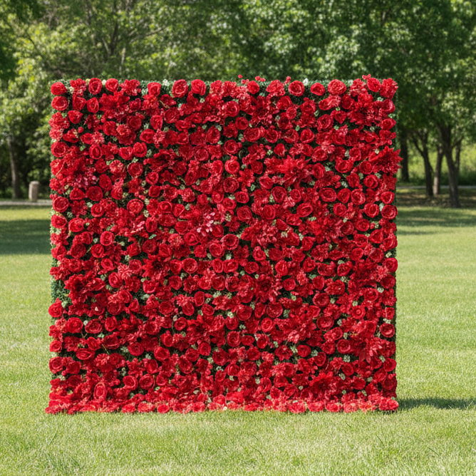 Valar Flowers Roll Up Fabric Artificial Flower Wall Wedding Backdrop, Floral Party Decor, Event Photography-VF-300