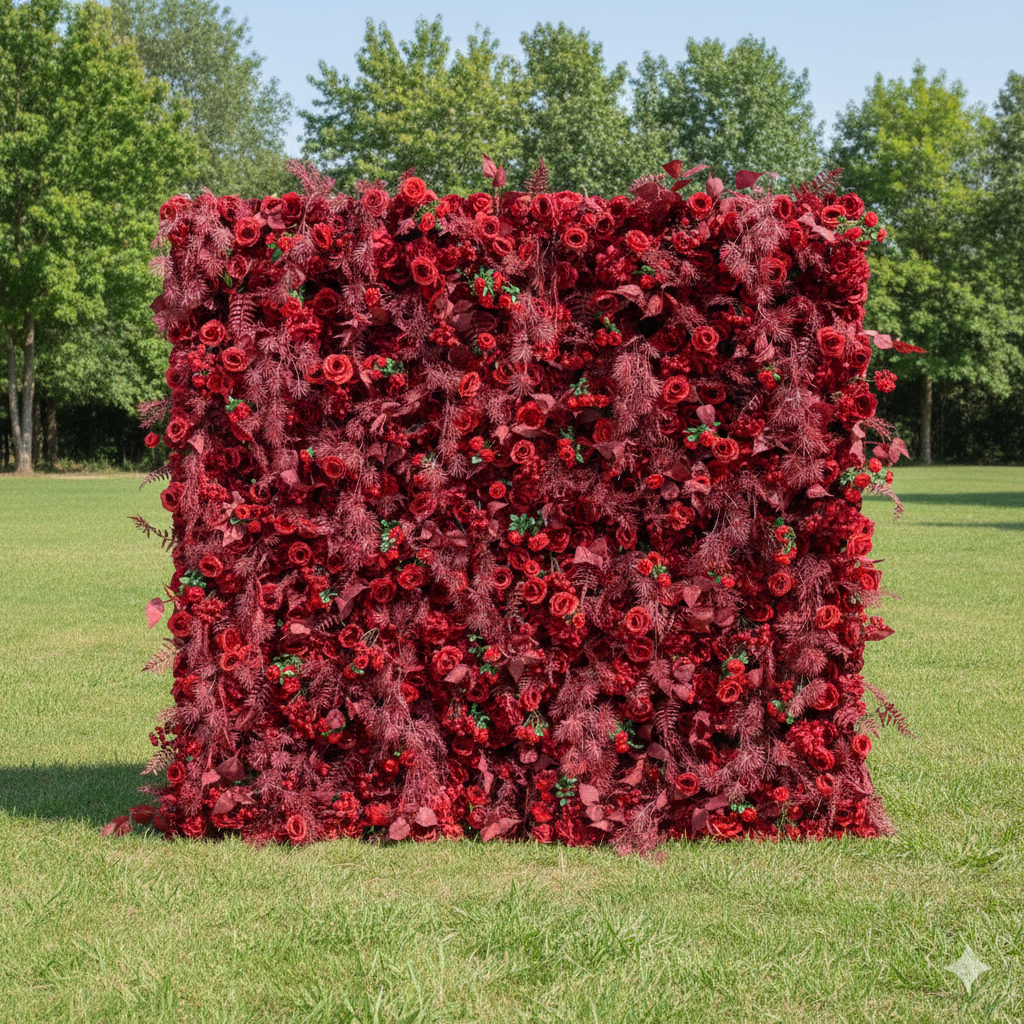 Valar Flowers Roll Up Fabric Artificial Flower Wall Wedding Backdrop, Floral Party Decor, Event Photography-VF-303