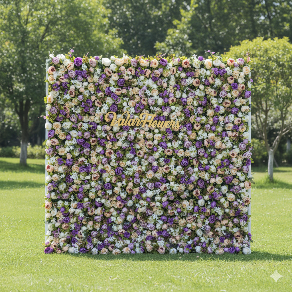 Valar Flower Roll Up Fabric Artificial Flower Wall Wedding Backdrop, Floral Party Decor, Event Photography-VF-307
