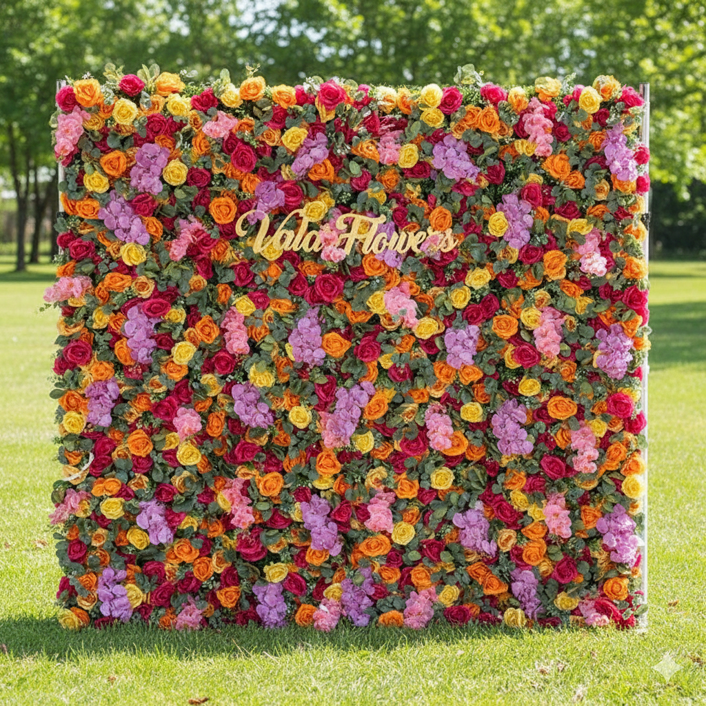Valar Flower Roll Up Fabric Artificial Flower Wall Wedding Backdrop, Floral Party Decor, Event Photography-VF-308