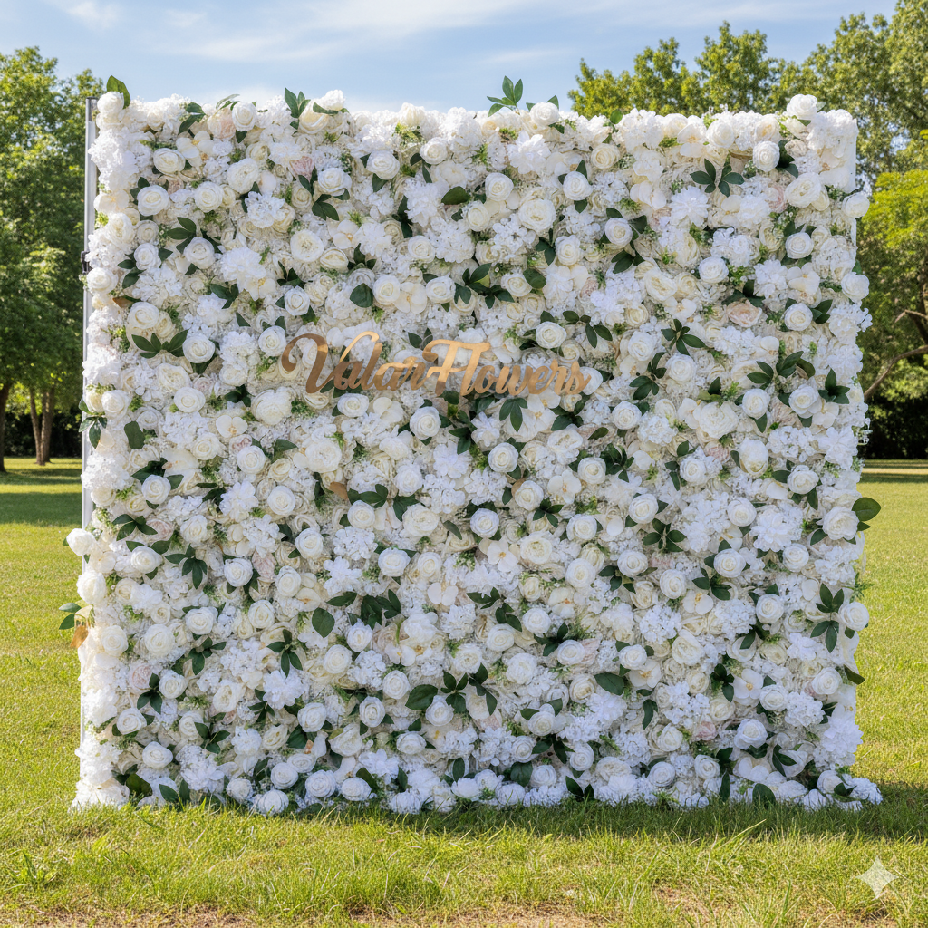 Valar Flower Roll Up Fabric Artificial Flower Wall Wedding Backdrop, Floral Party Decor, Event Photography-VF-309