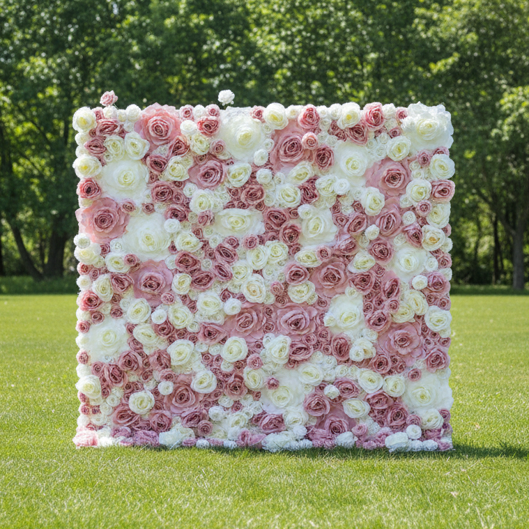 Valar Flower Roll Up Fabric Artificial Flower Wall Wedding Backdrop, Floral Party Decor, Event Photography-VF-315